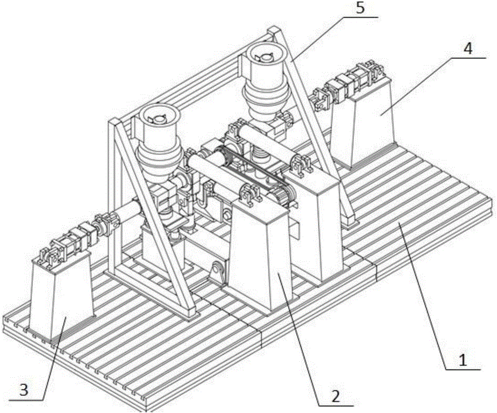 Rail vehicle axle box bearing comprehensive performance and shaft end grounding device wear test bench