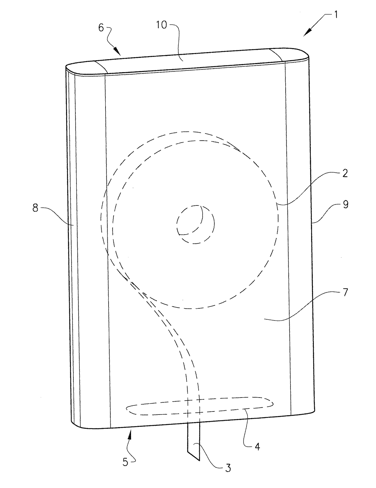 Dispenser with metal sheet outer surface, support structure, metal sheet and manufacturing method