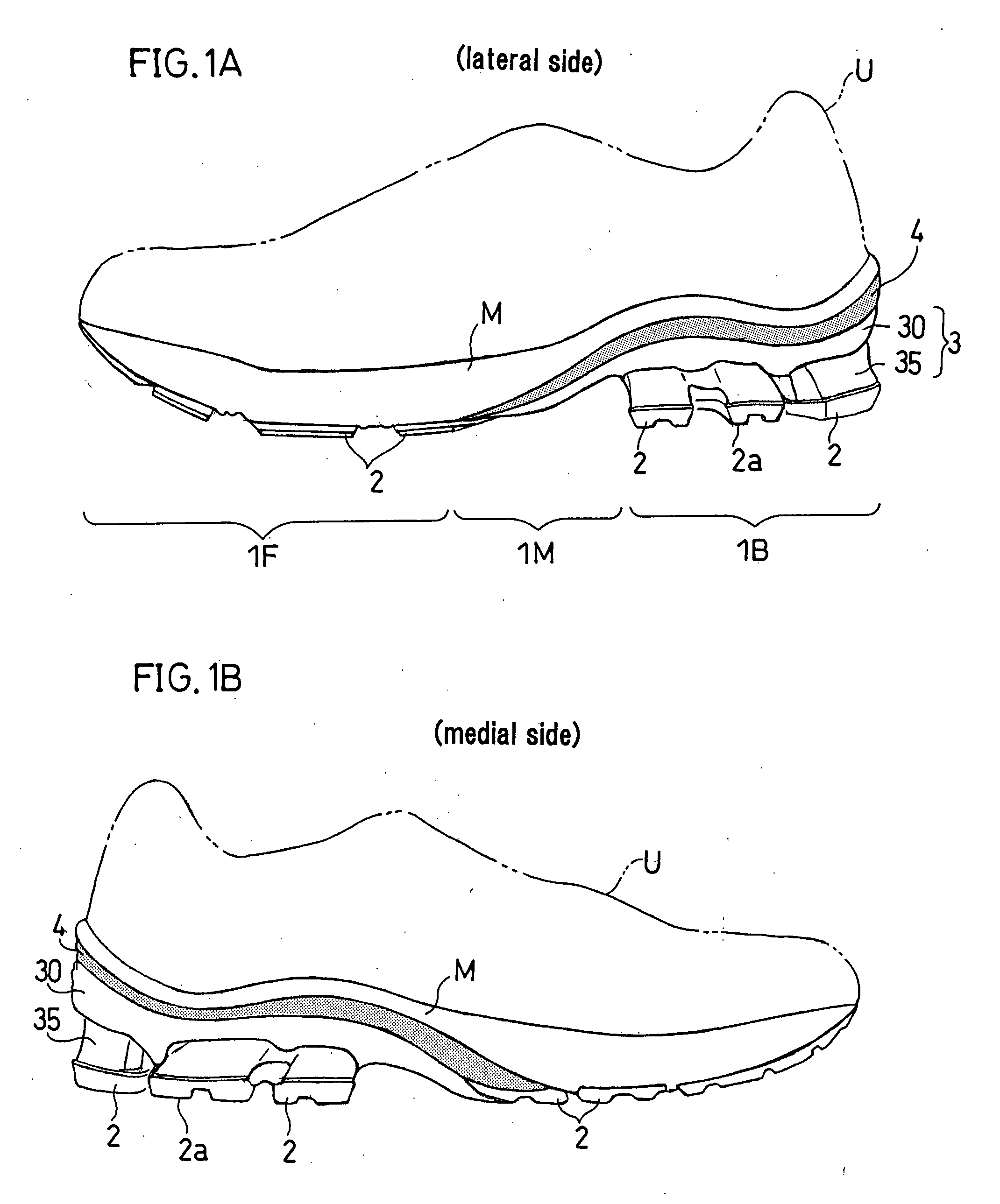 Shock absorbing device for shoe sole