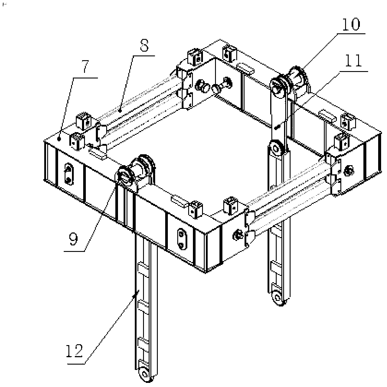 Climbing belt side hang type jacking device