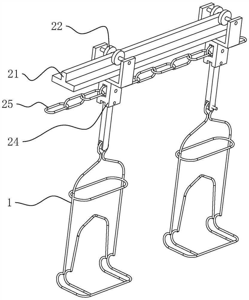 Discharging device for hanging rack