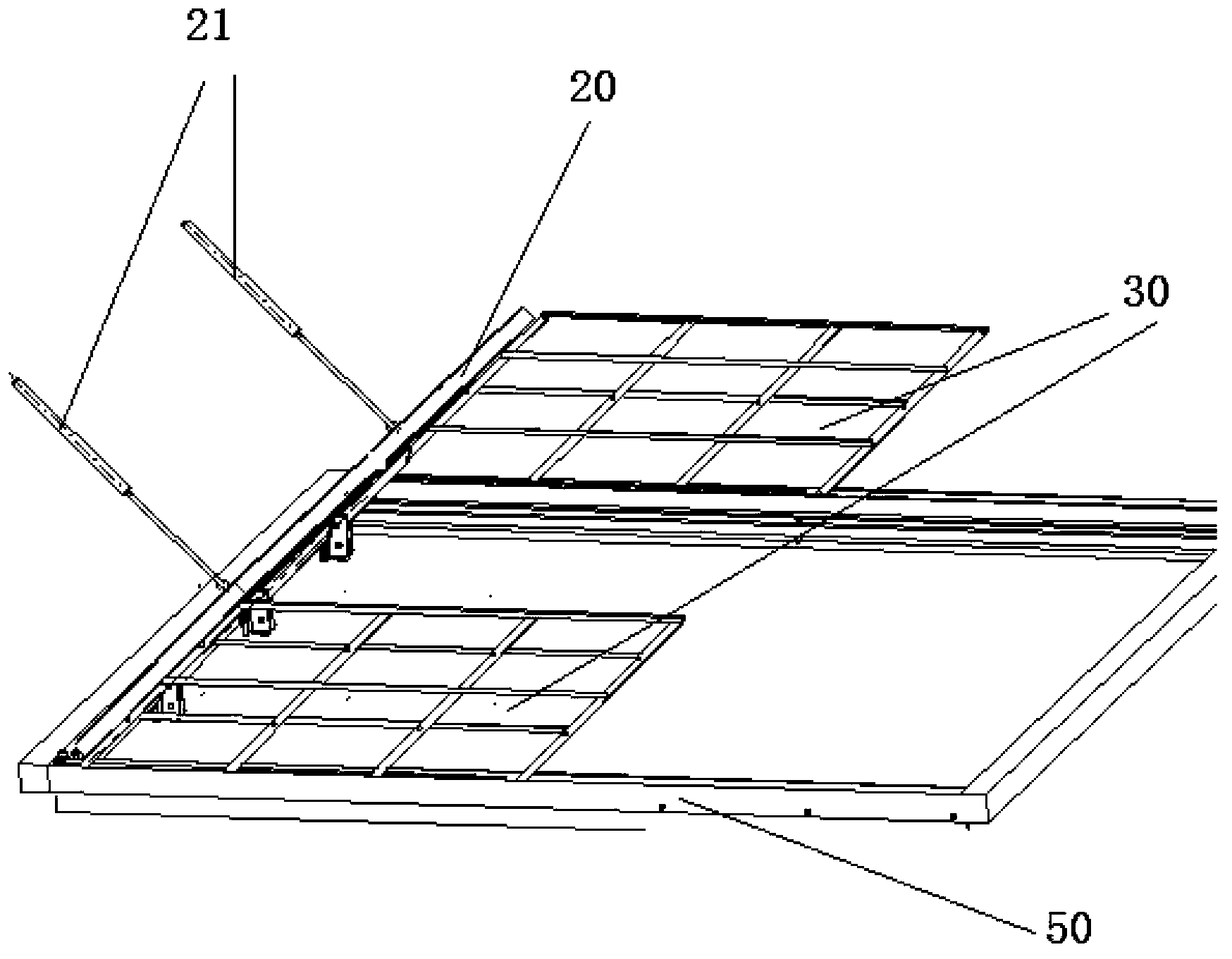 Guardrail device synchronously opened and closed along with cover plate of hoisting hole