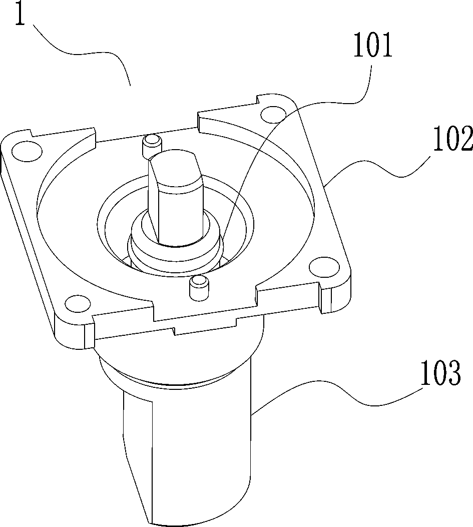 An encoder automatic assembly machine with a shaft core and a retaining ring