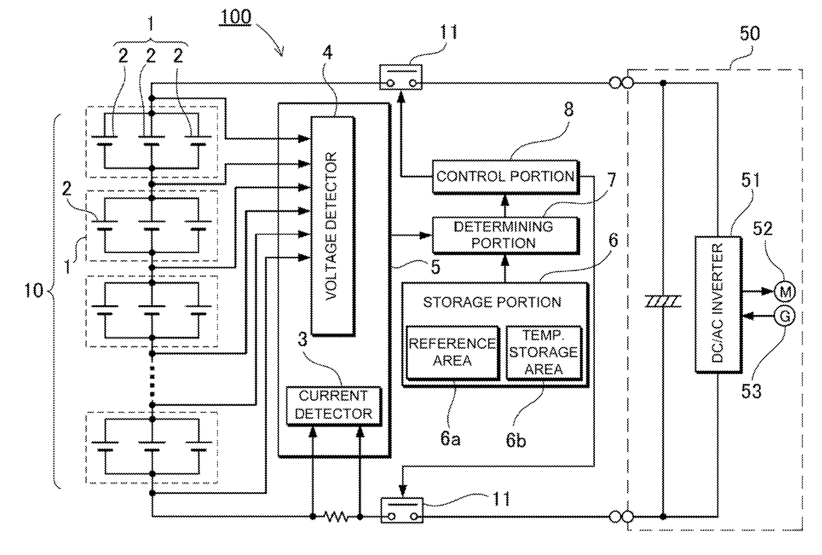 Battery system and method for detecting internal short circuit in battery system