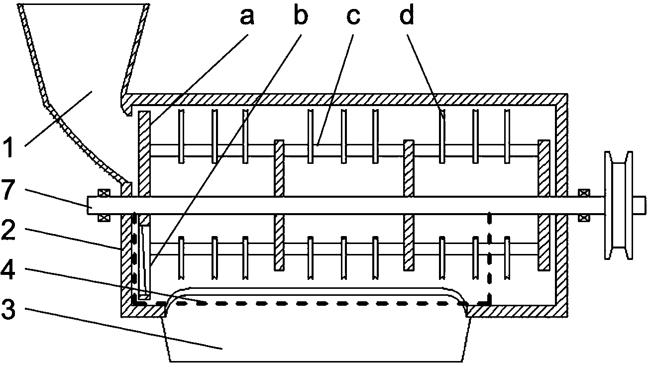 High-efficiency pulverizer for pulverizing crops containing continuous fibers