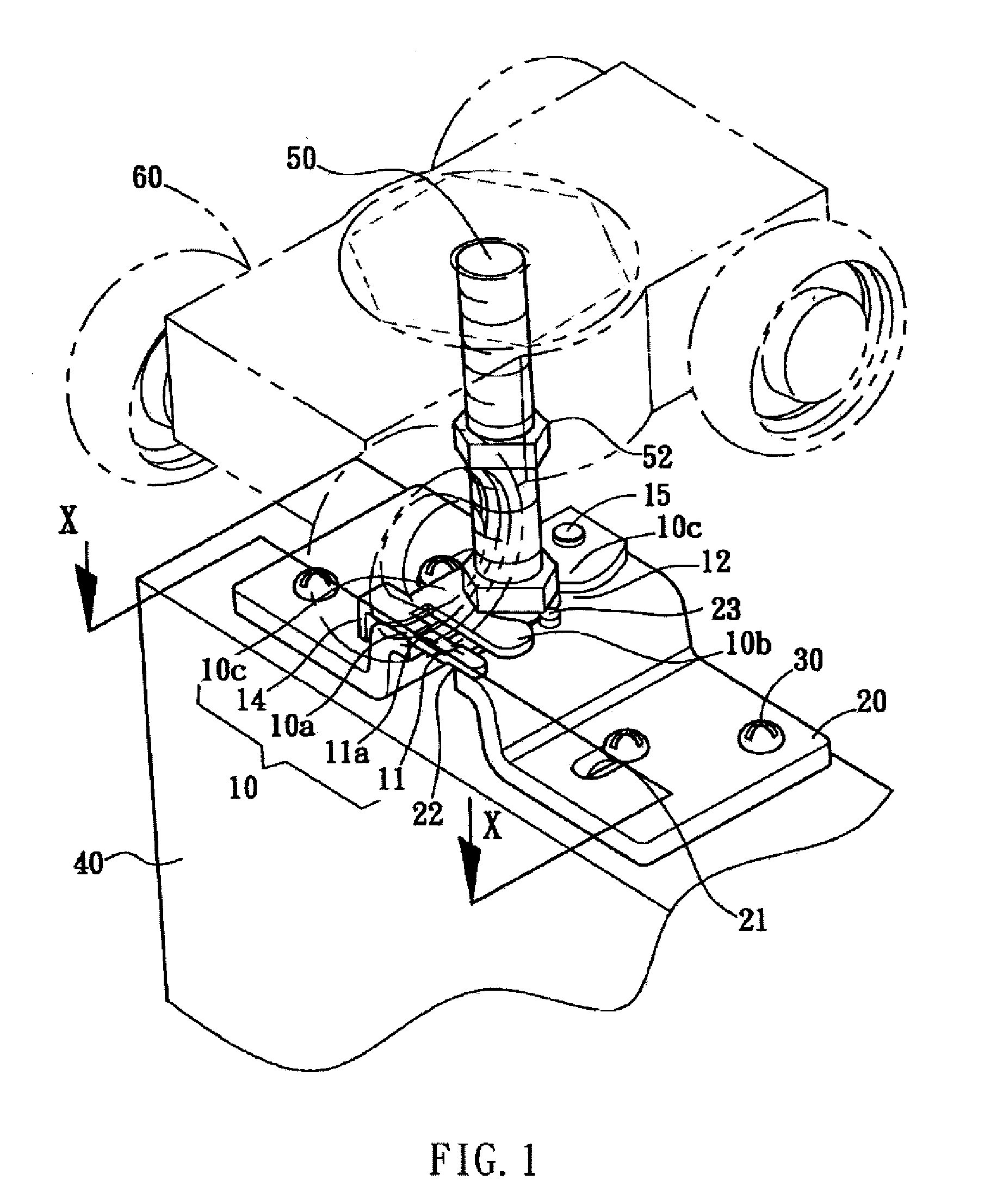 Positioning member for preventing detachment of axle