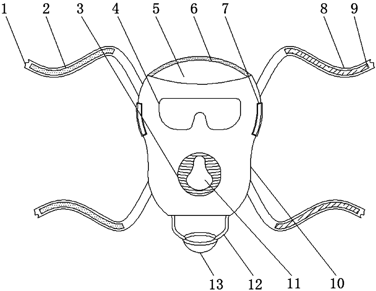 Noninvasive breathing mask fixing assembly