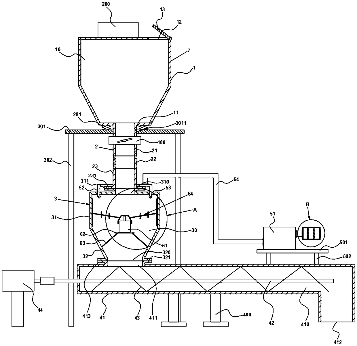 Automatic feeding system used for tungsten carbide powder