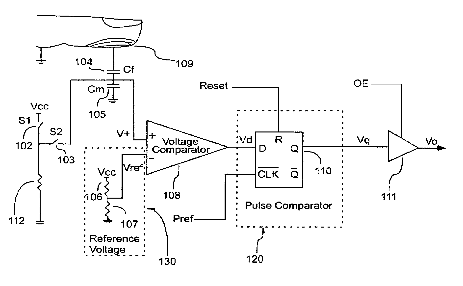 Fingerprint sensing device using pulse processing