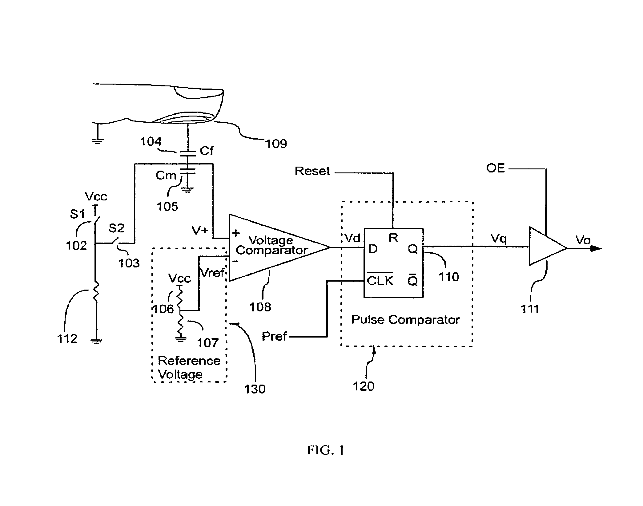 Fingerprint sensing device using pulse processing