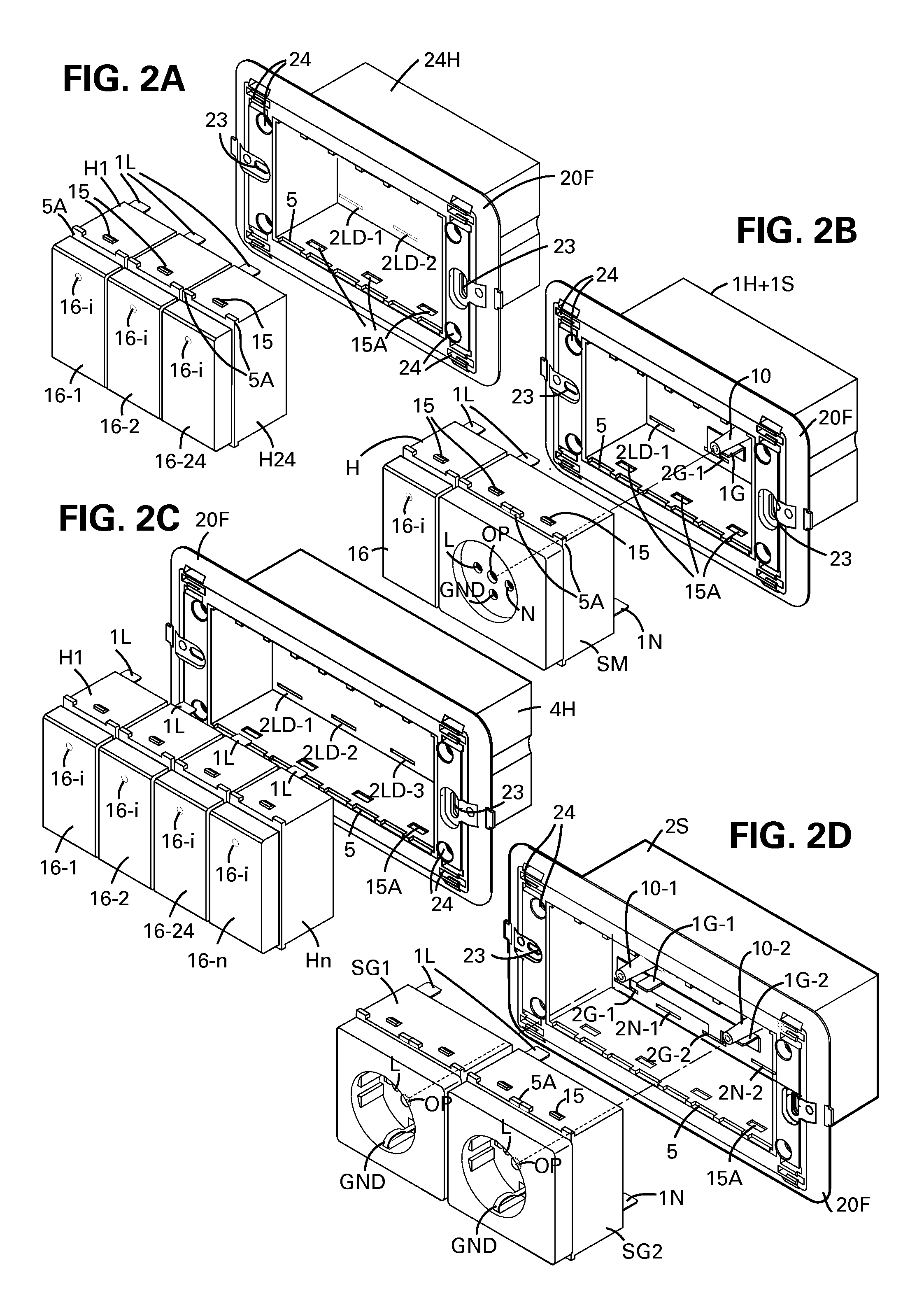 Intelligent support box for electric hybrid switches, power outlets and combinations thereof