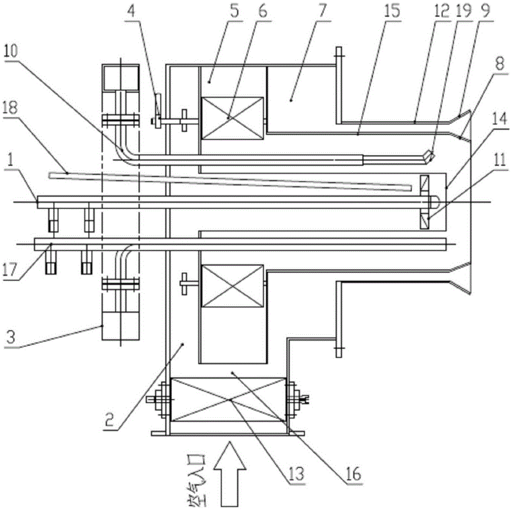 Crude oil and fuel gas rotational flow low-nitrogen burner of steam-injection boiler for burning crude oil and fuel gas