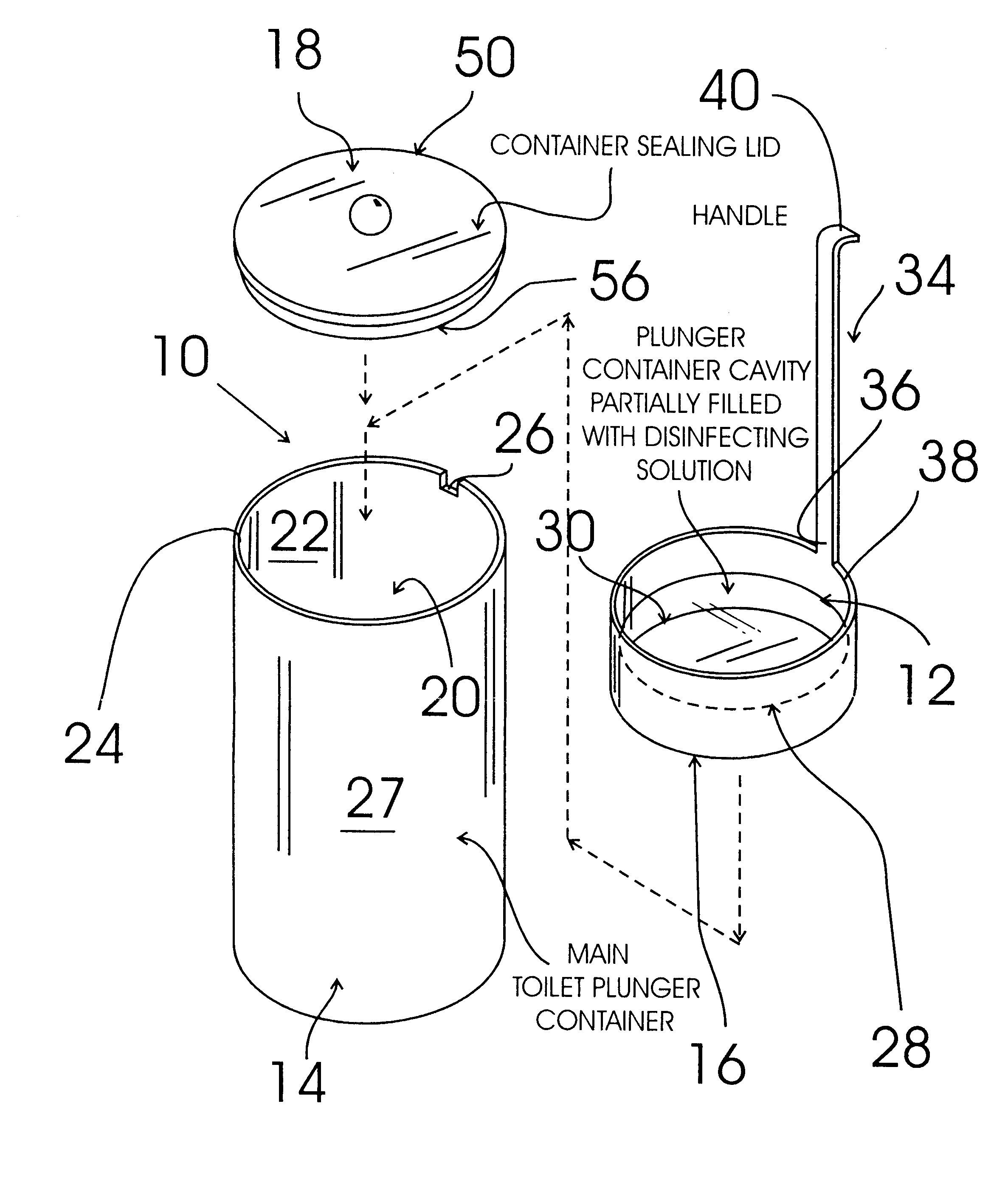 Toilet plunger sanitizing and storage container system