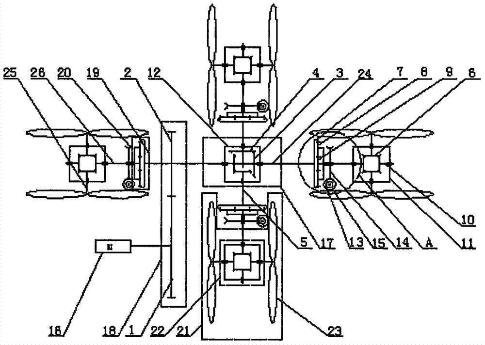 Oil-driven planetary-gear-train differential-speed-type multi-rotor agricultural spraying aircraft