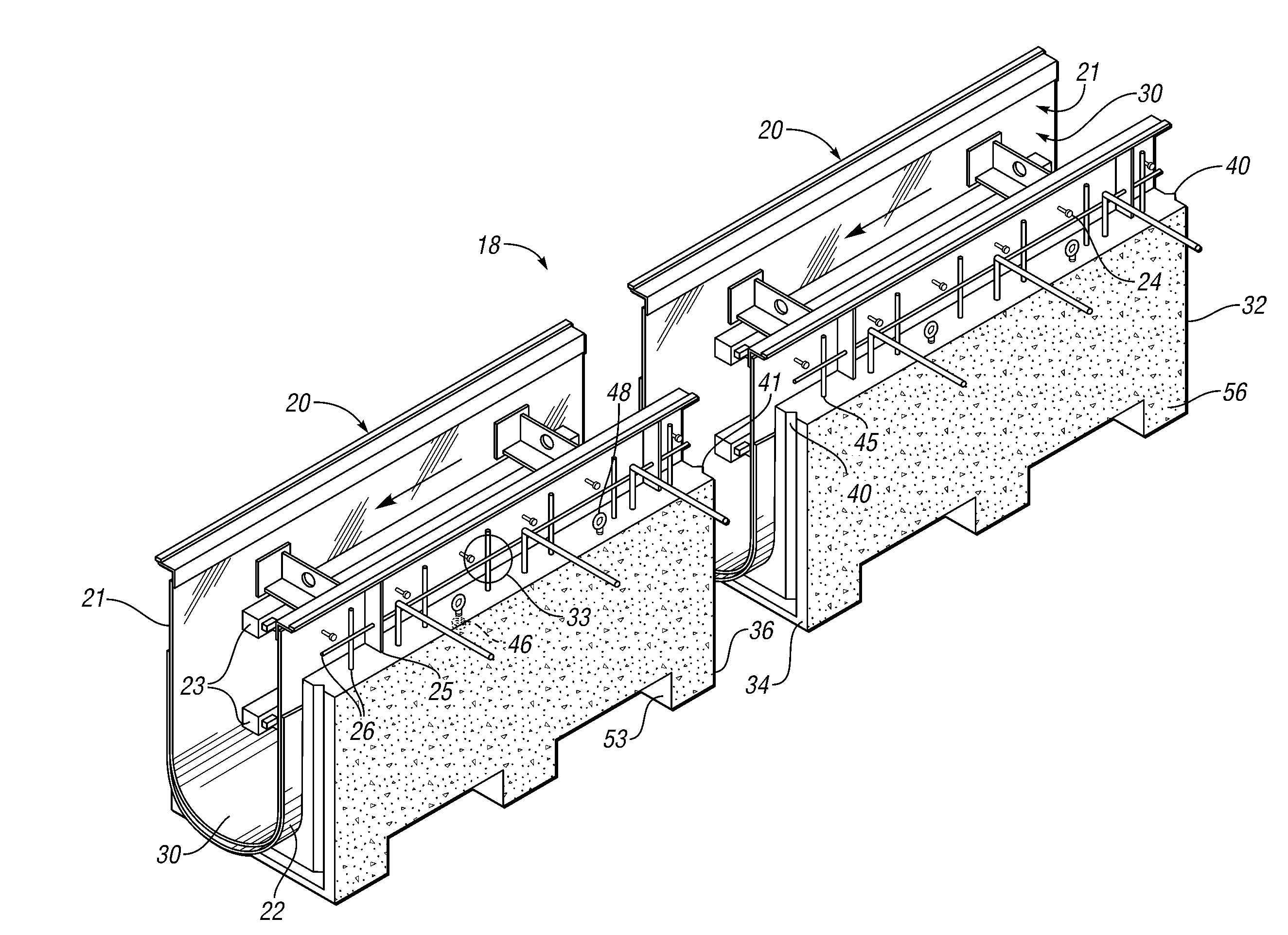 Precasting of fabricated flumes for machining coolant systems