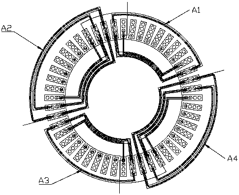 Winding stator with four winding layers for three-phase AC induction motor