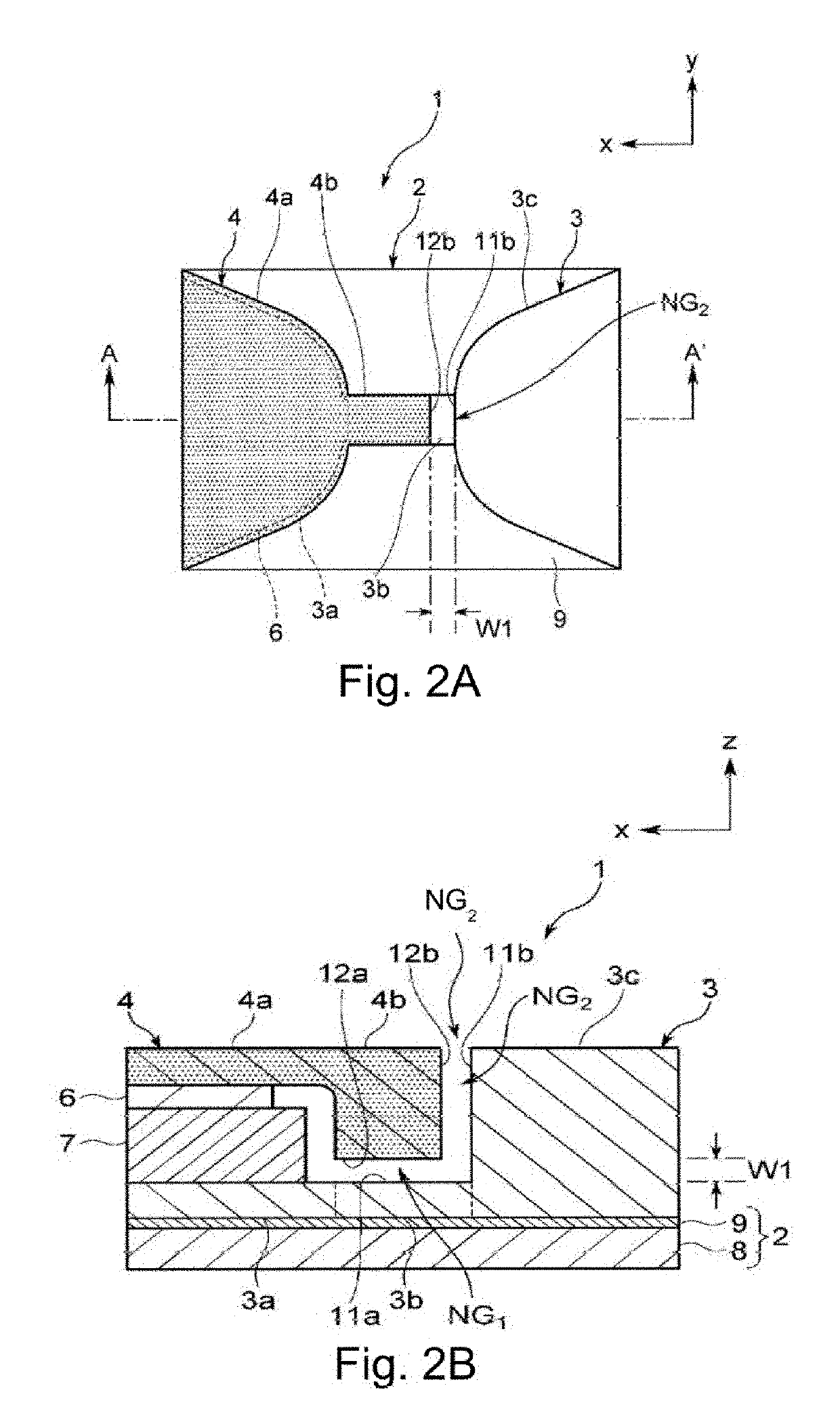 Nano-gap electrode pair and method of manufacturing same