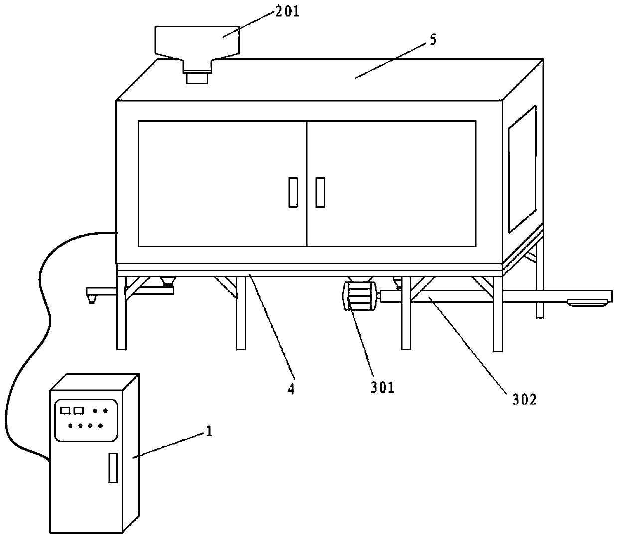 Continuous solid waste microwave carbonizing device and working method thereof