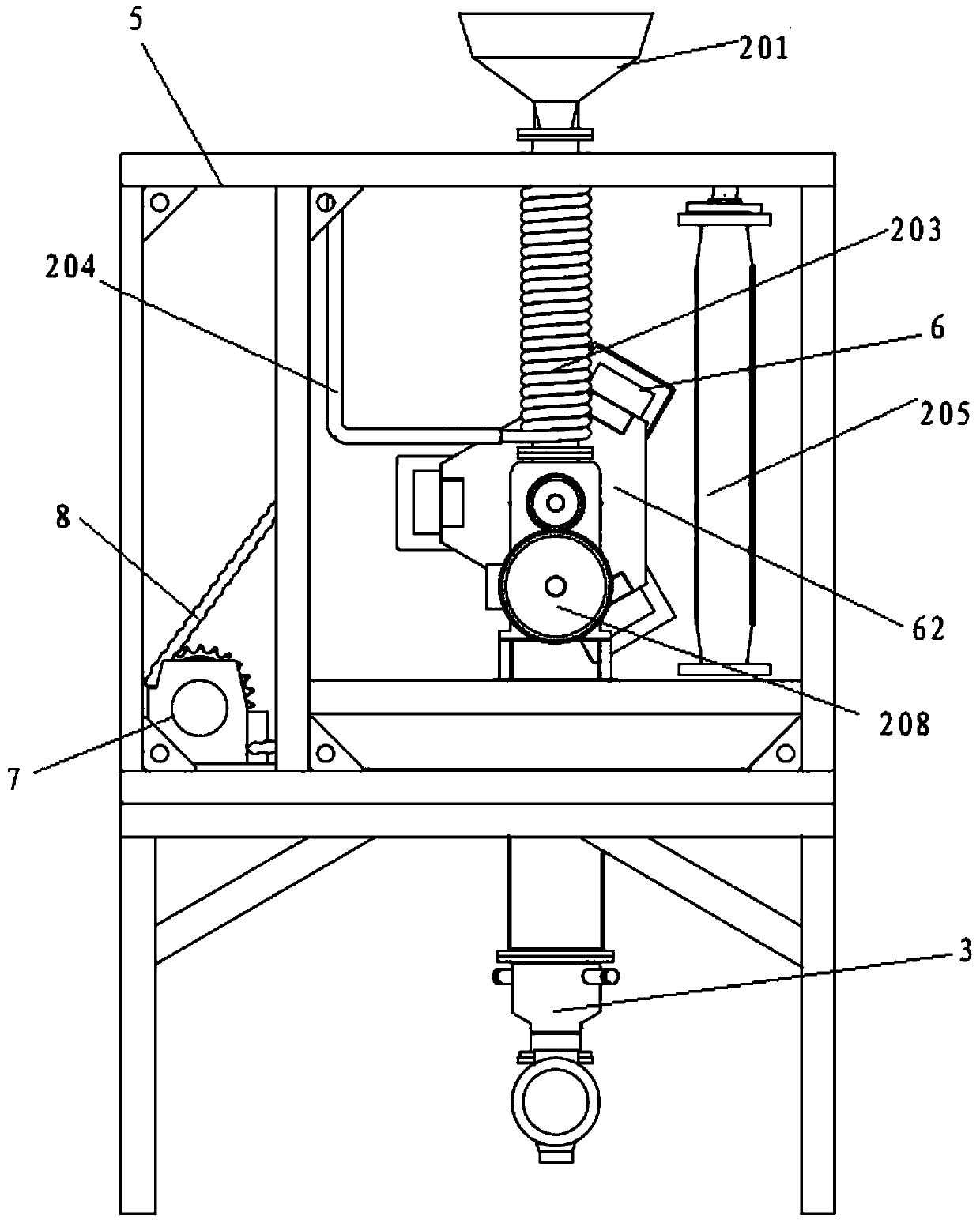 Continuous solid waste microwave carbonizing device and working method thereof