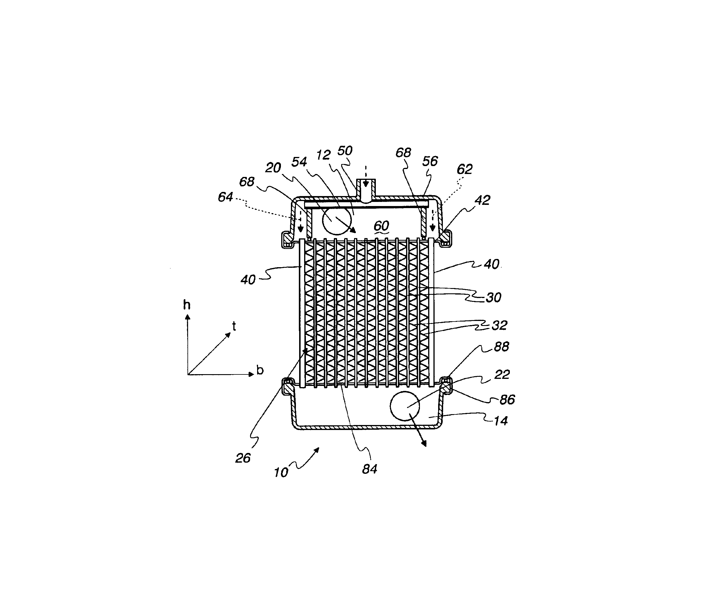 Radiator with side flat tubes