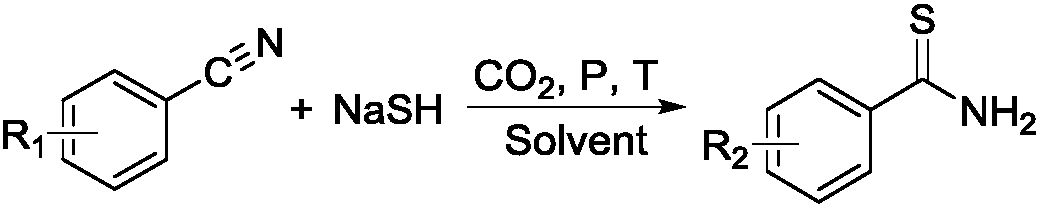 Method for synthesizing thiobenzamide derivative through CO2 regulation and control of substituted benzonitrile