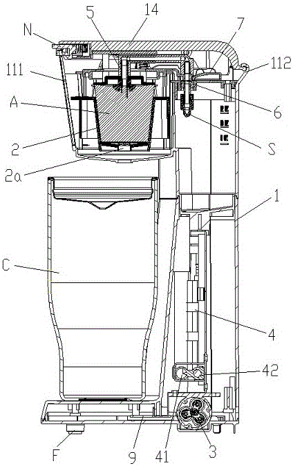 Brewing structure for capsule coffee machine