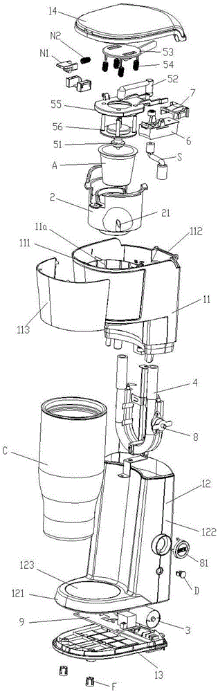 Brewing structure for capsule coffee machine