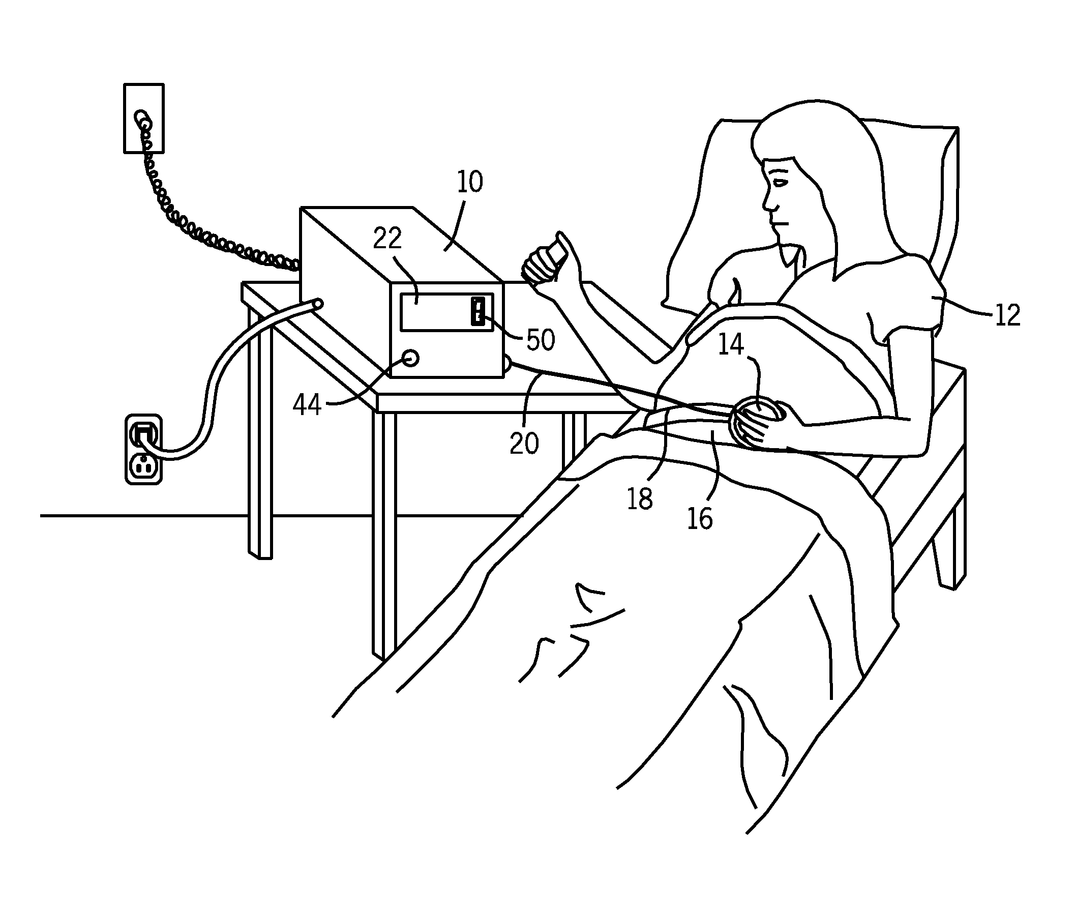 Manual ultrasound power control to monitor fetal heart rate depending on the size of the patient