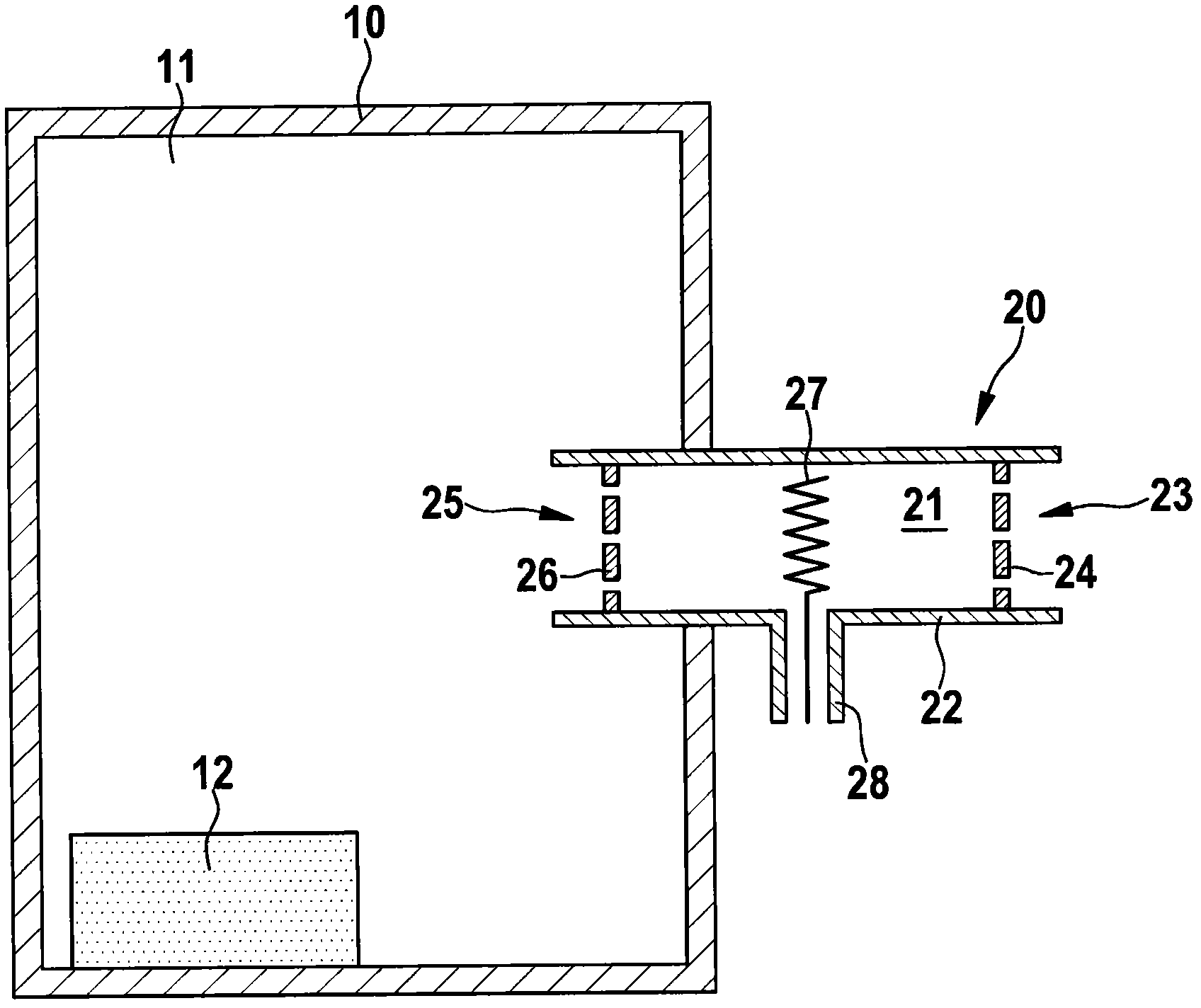 Method and device for reducing the humidity of a gas in a housing interior