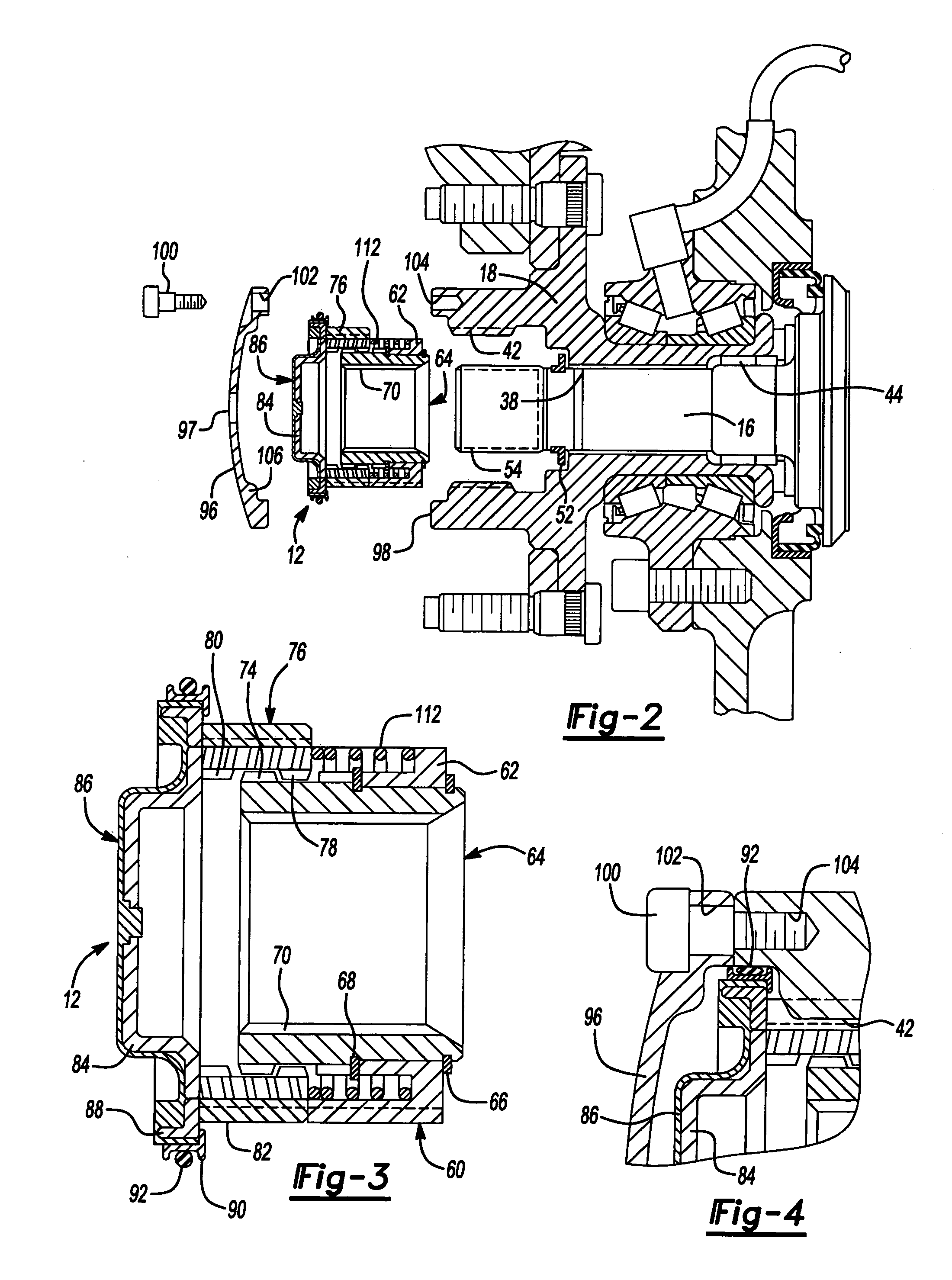 Vacuum locking hub cartridge for four wheel drive vehicle