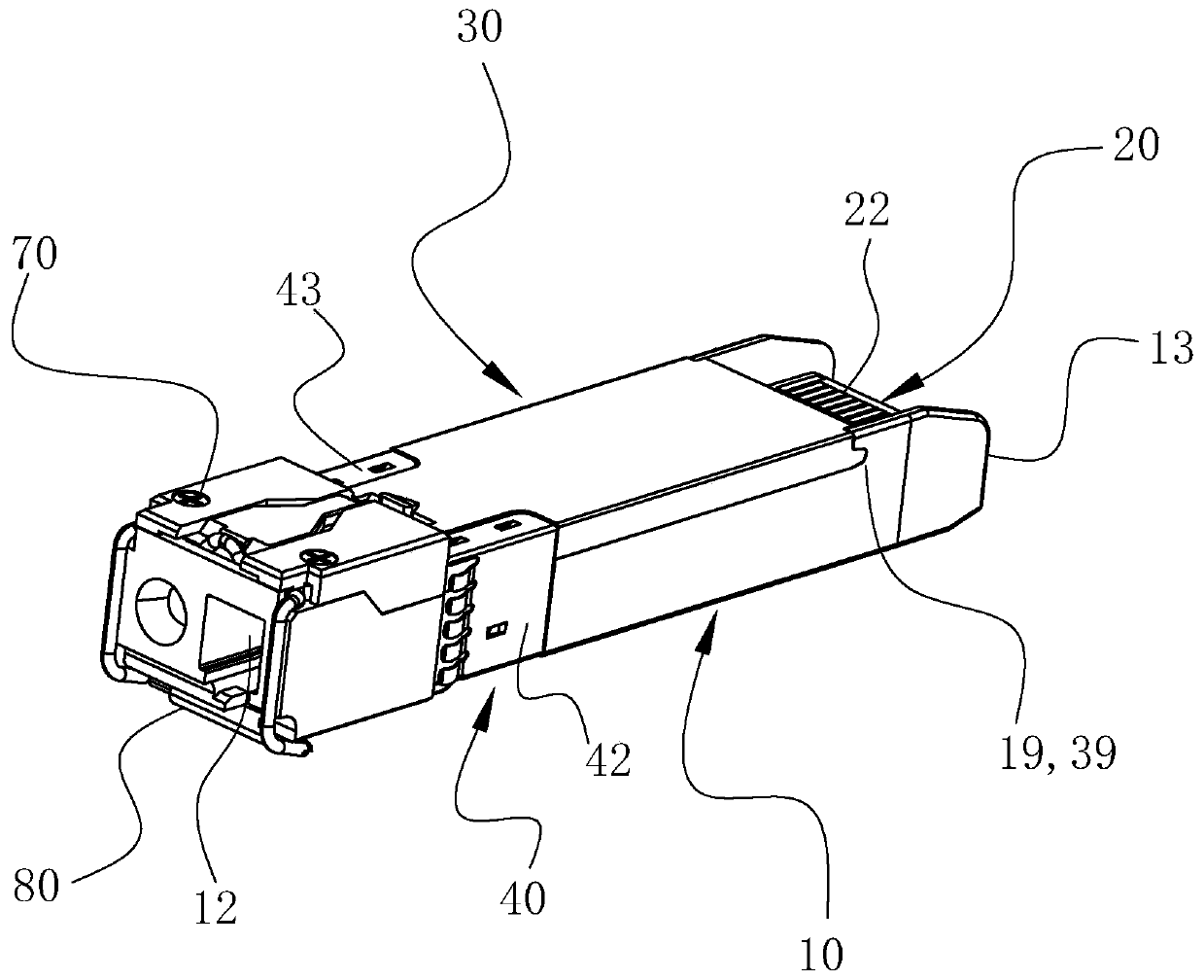 Heat dissipation type single/double-fiber pluggable optical module, and assembling method and outer clamping fastener thereof