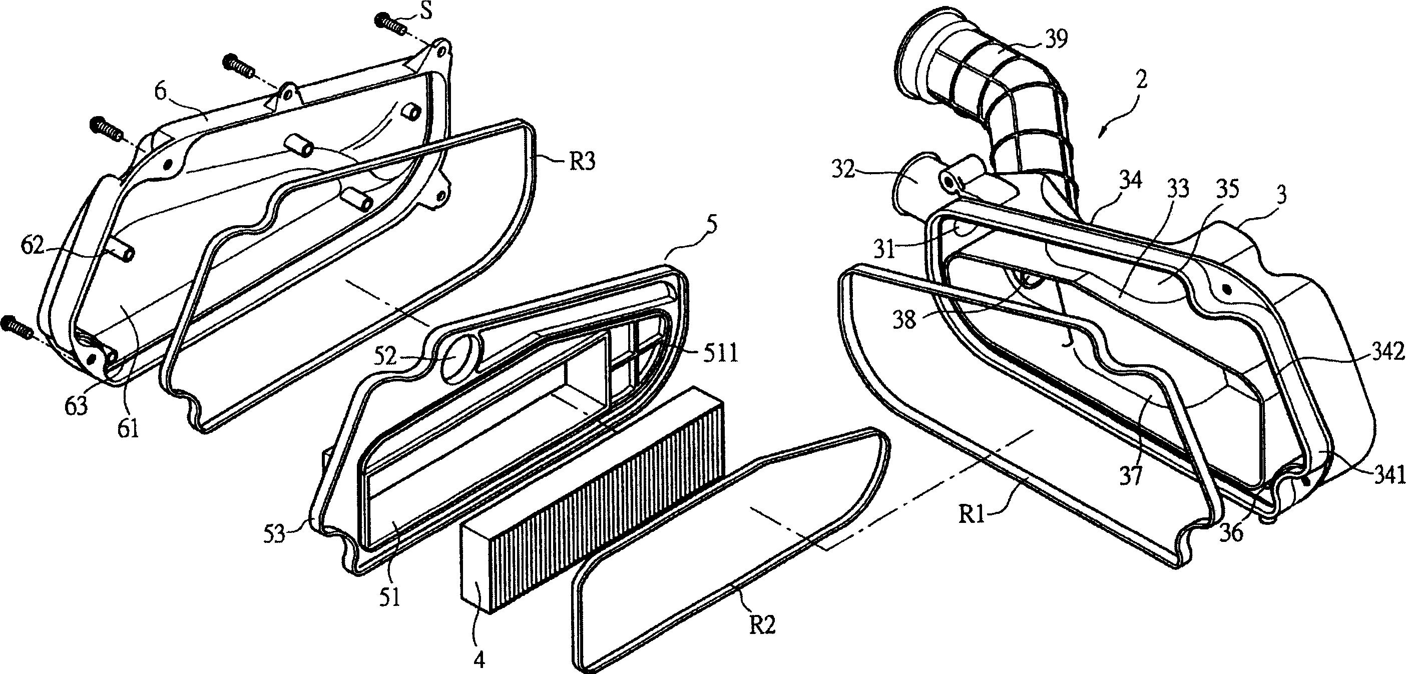 Air filter for engine