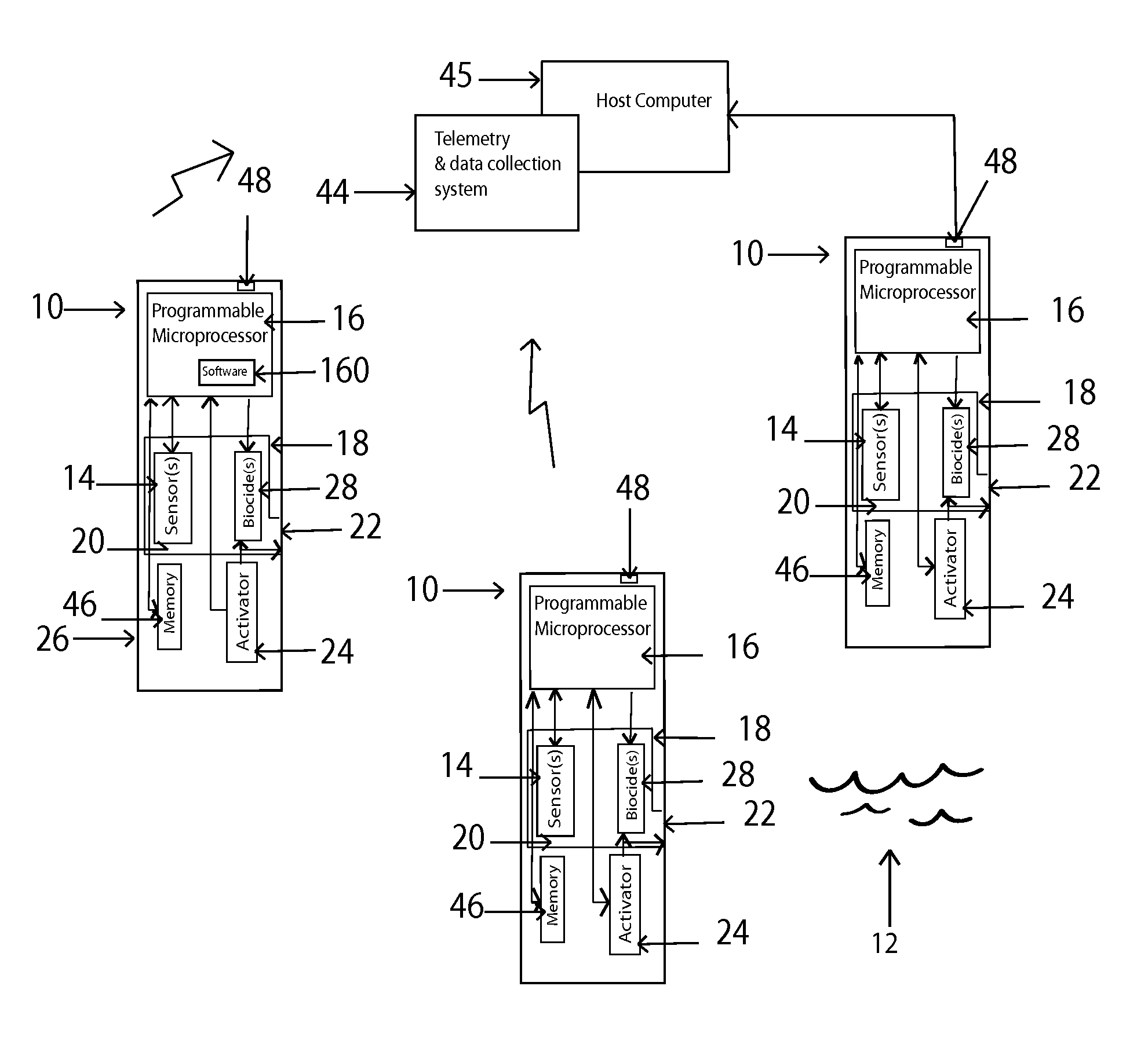 Autonomous device with biofouling control and method for monitoring aquatic environment