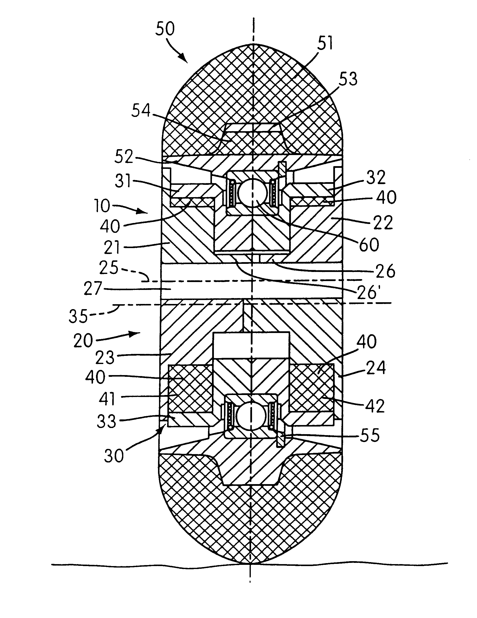 Running wheel arrangement