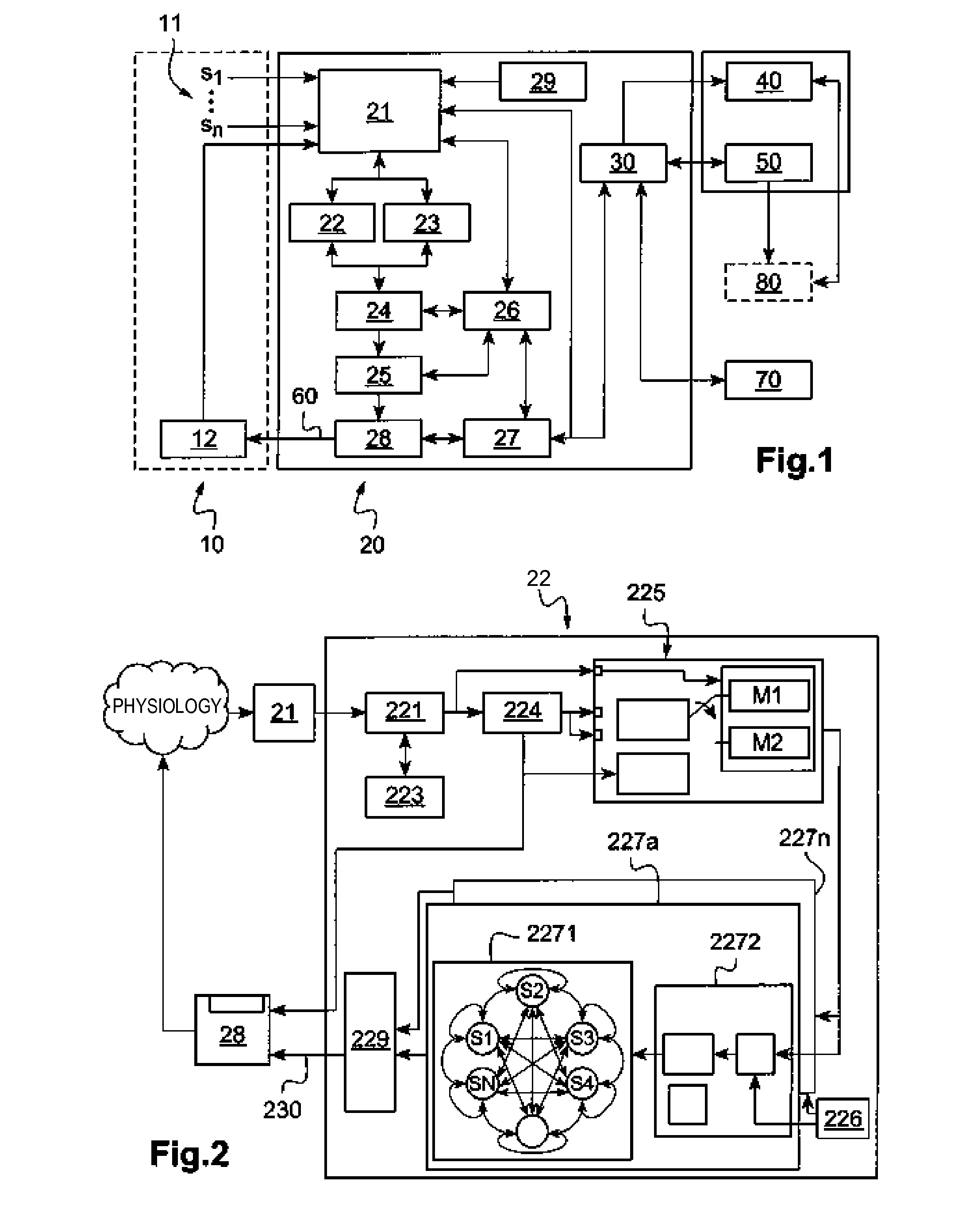 System for stimulation therapy of the vagus nerve by implementation of a self-adaptive state transition model based on physical or physiological levels