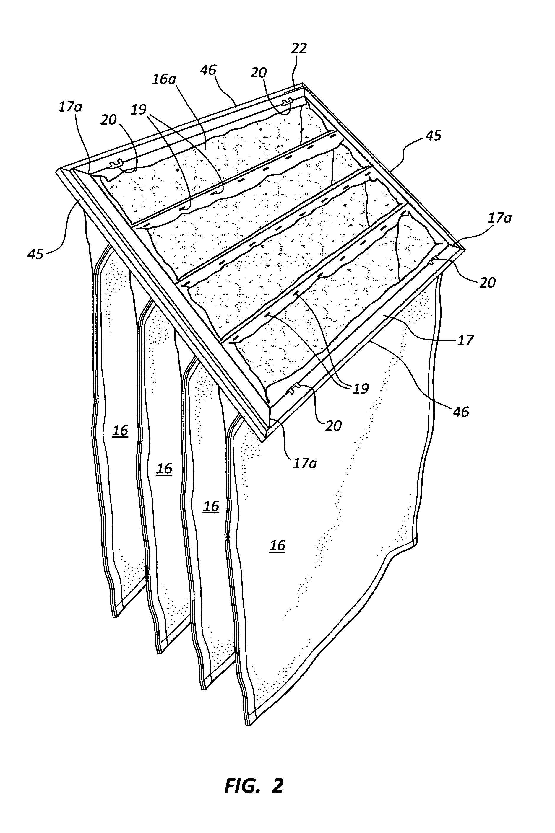 Bag filtration system for a forced air furnace