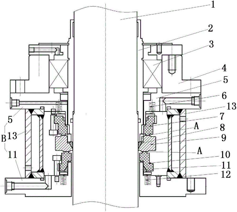 Static axial double-end-face mechanical sealing structure, stirrer and stirred tank