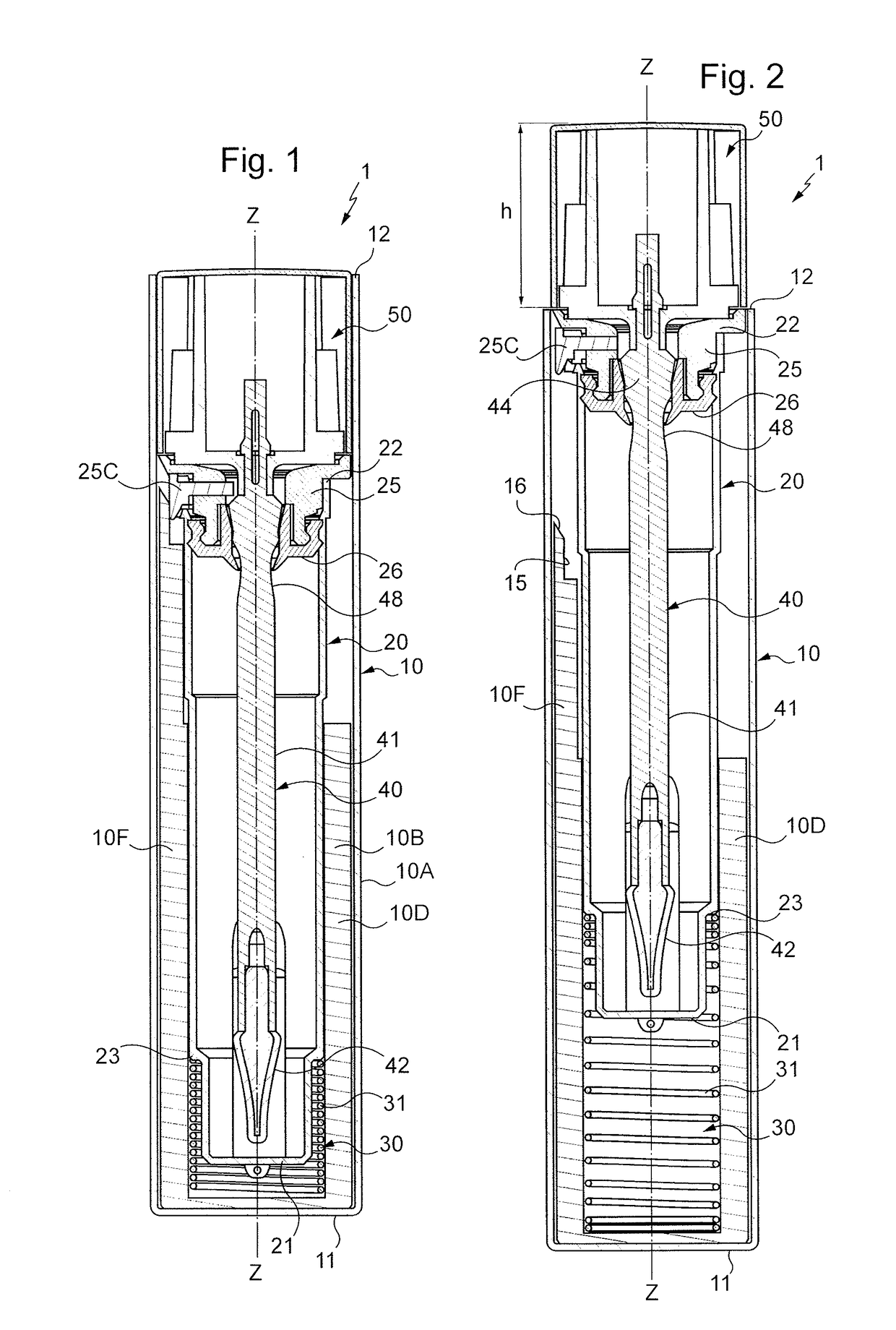 A container for a pasty or liquid cosmetic product with a retractable application element