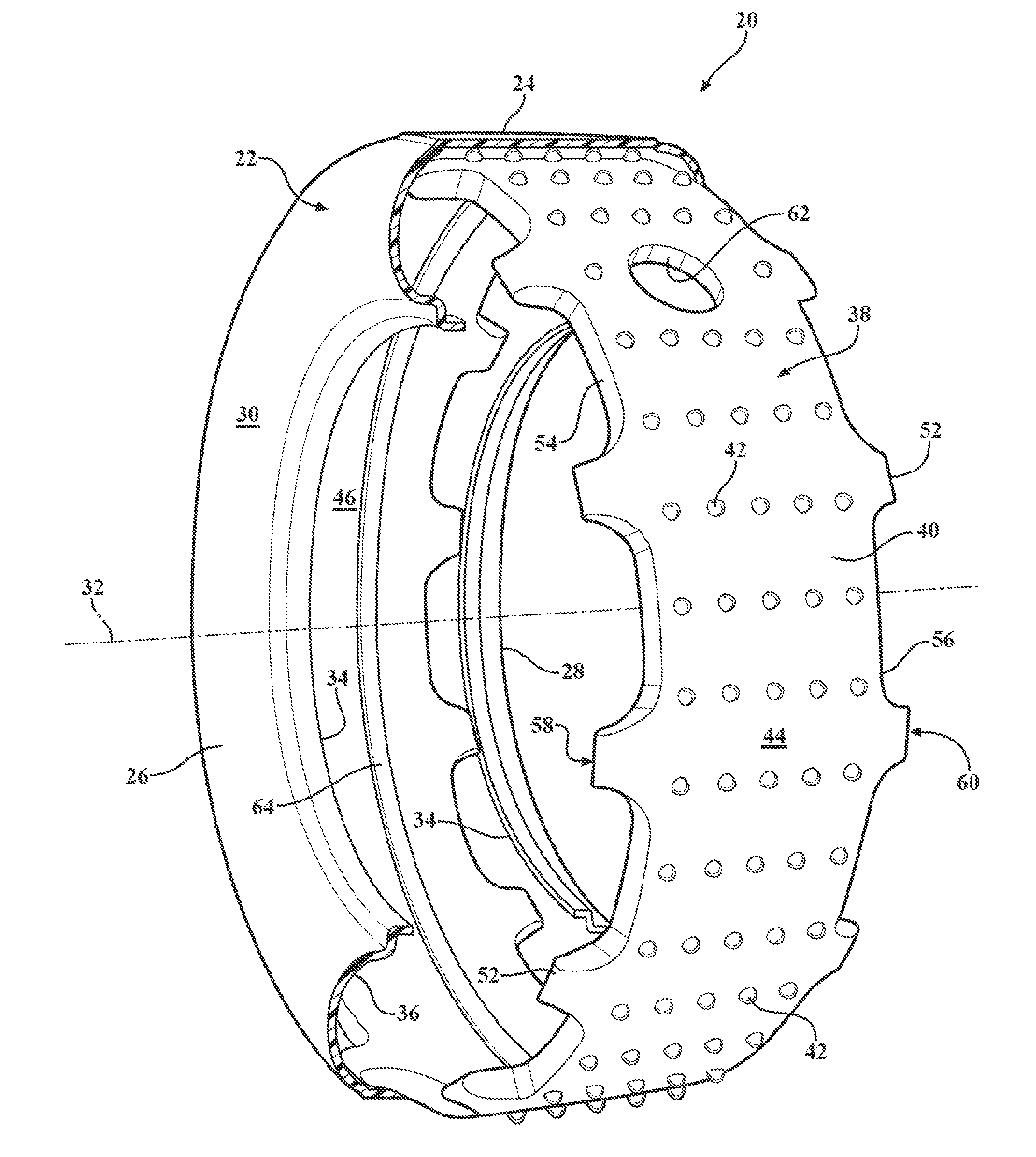 Acoustical core for absorbing noise within a tire interior cavity