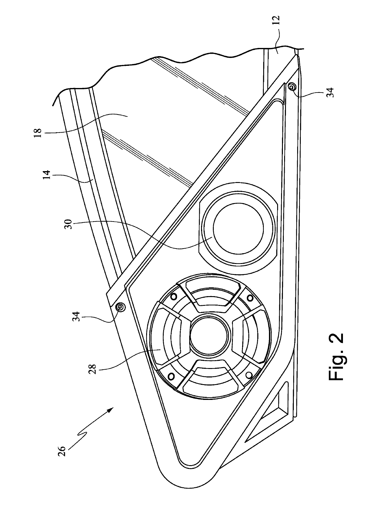 Boat windshield with integrated audio system