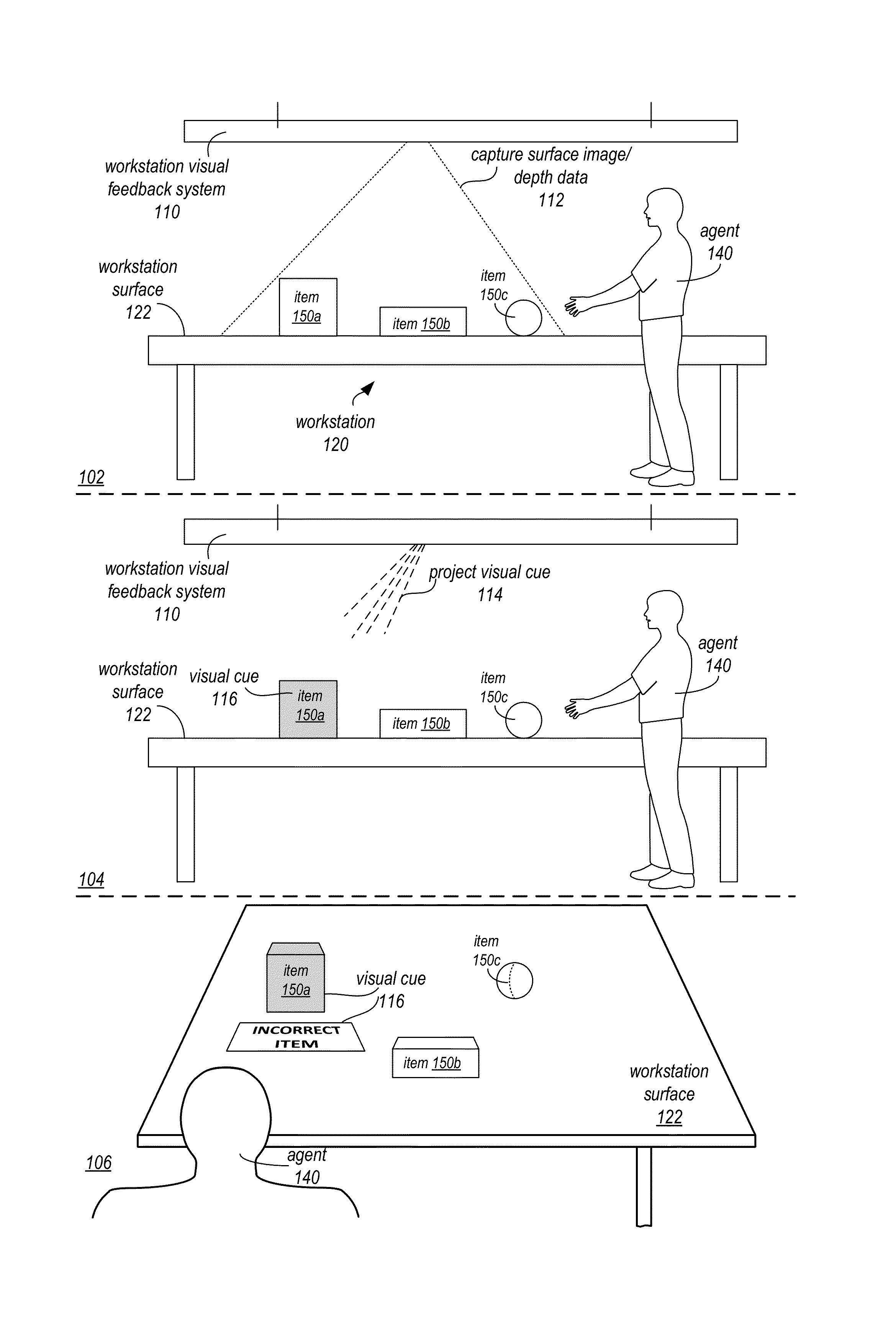 Visual task feedback for workstations in materials handling facilities