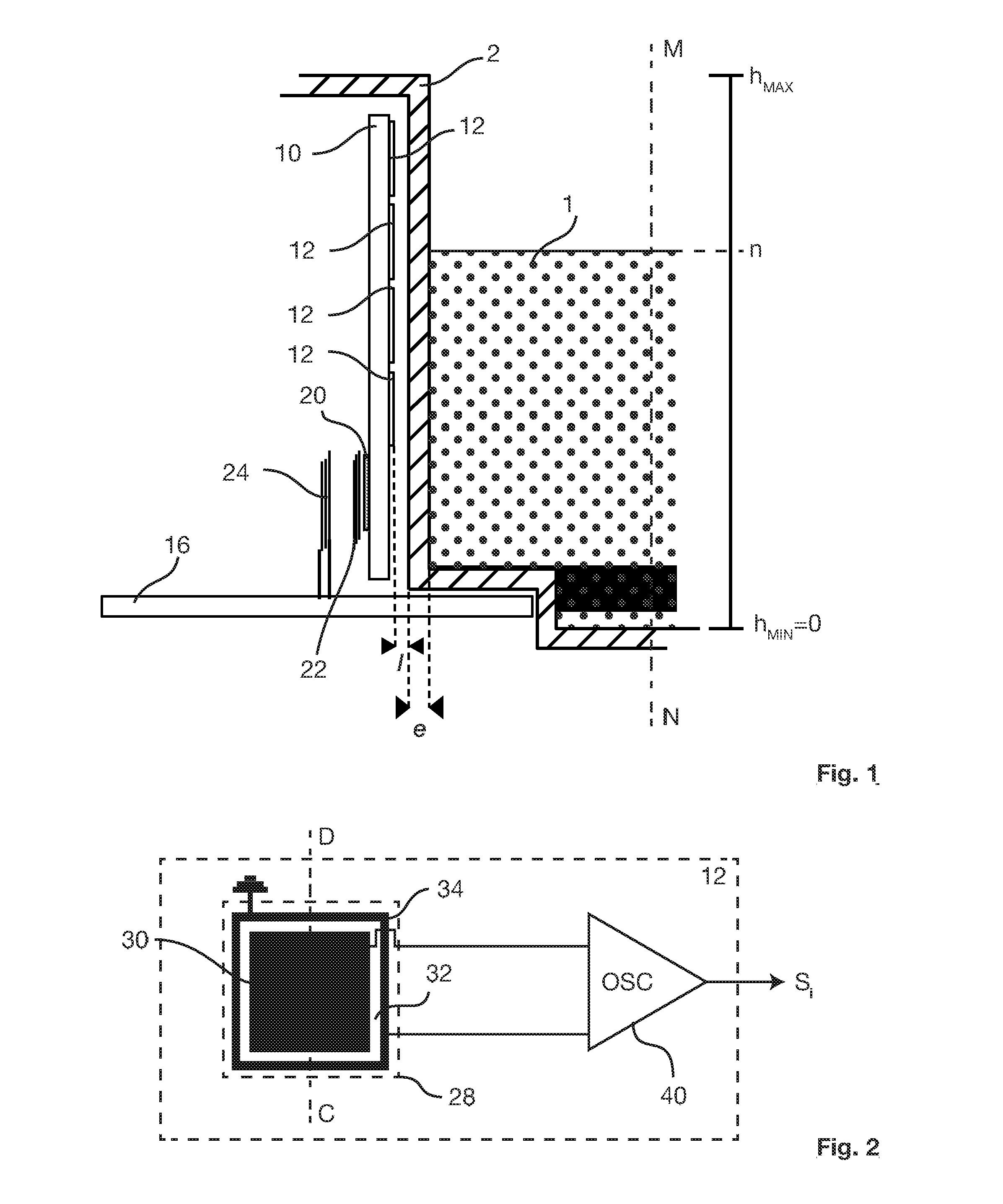 Device for contactless measurement of a level in a tank