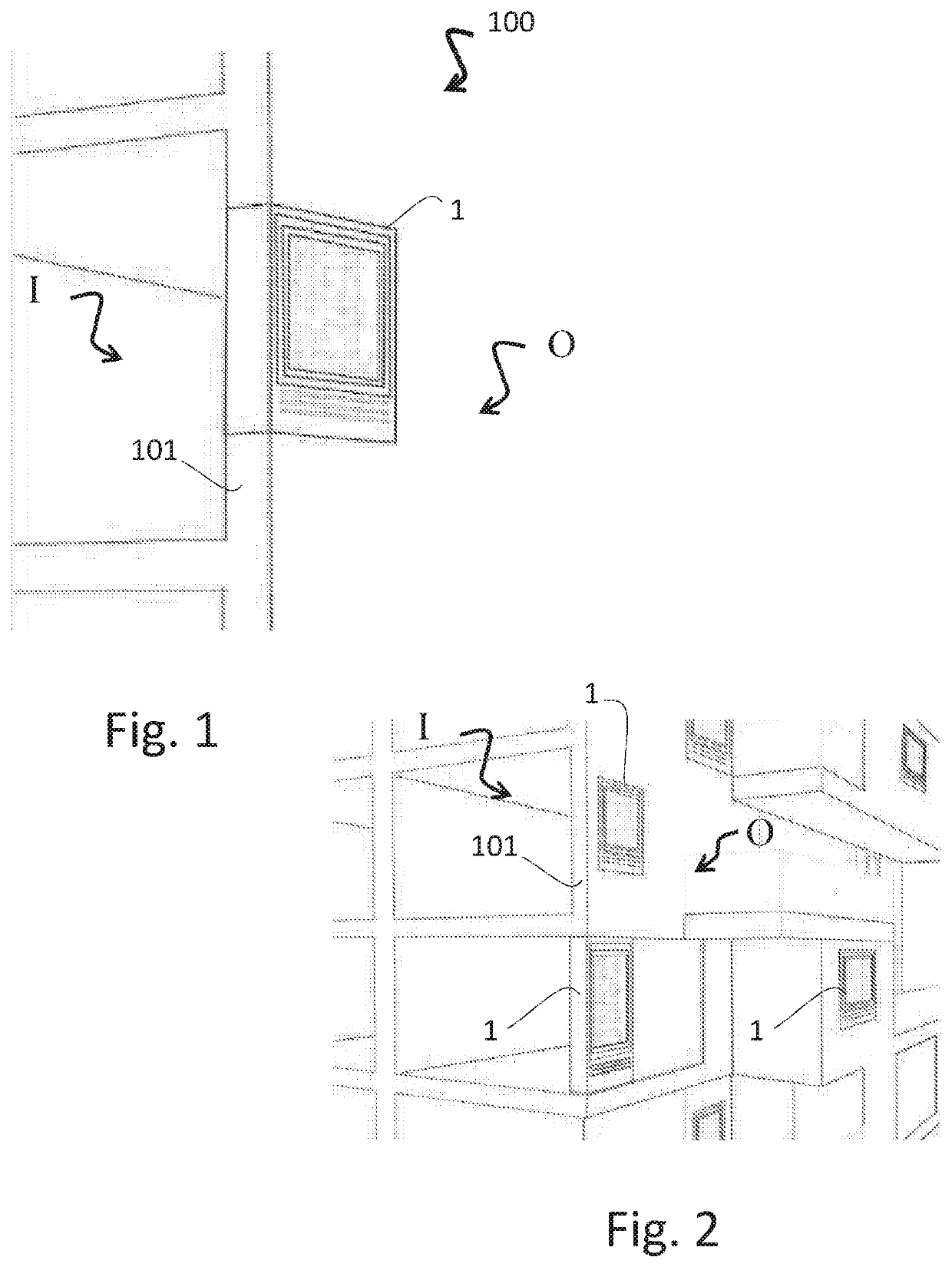 Module of ventilation and biological purification of internal and external air to an environment, and relevant method