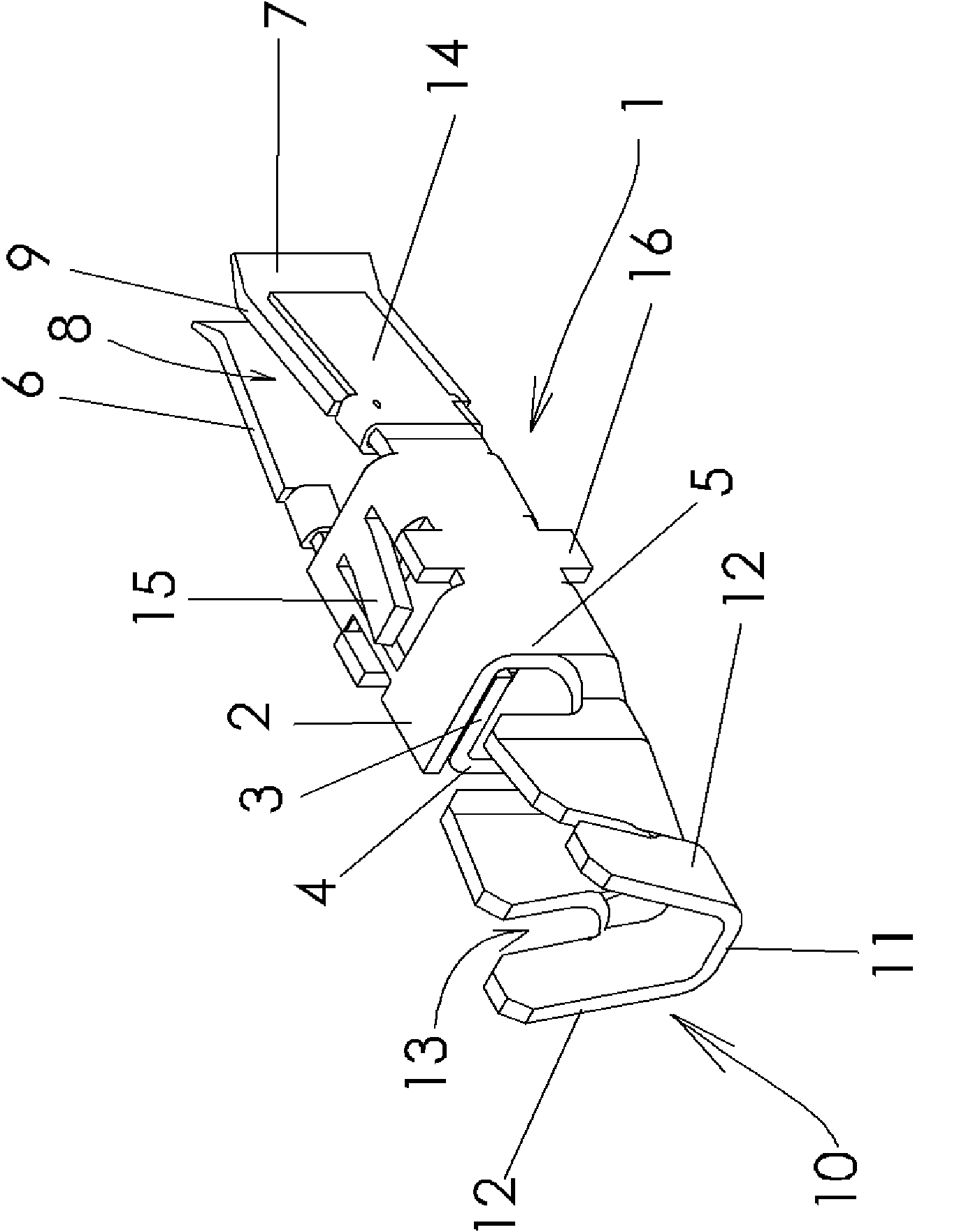 Chip-type contact of electric connector for terminating cable