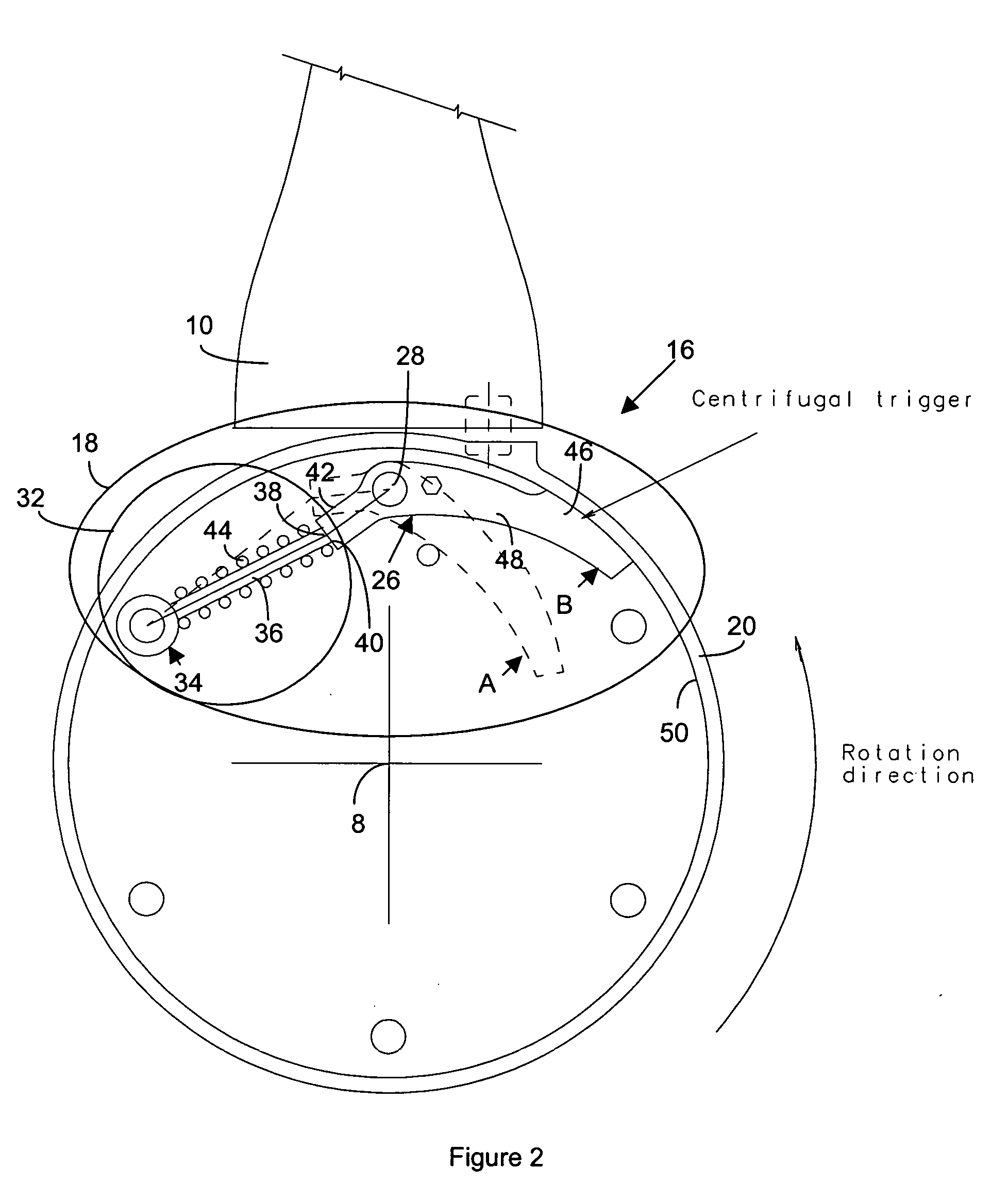 Ram air turbine blade rotation over-speed prevention mechanism