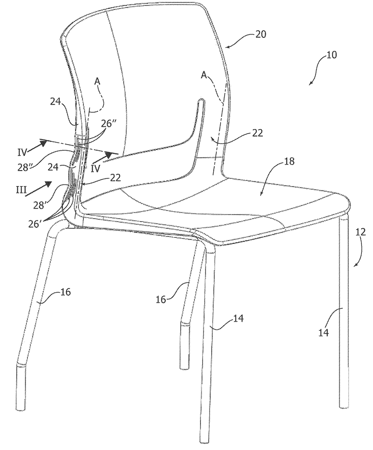 Chair with a tilting backrest