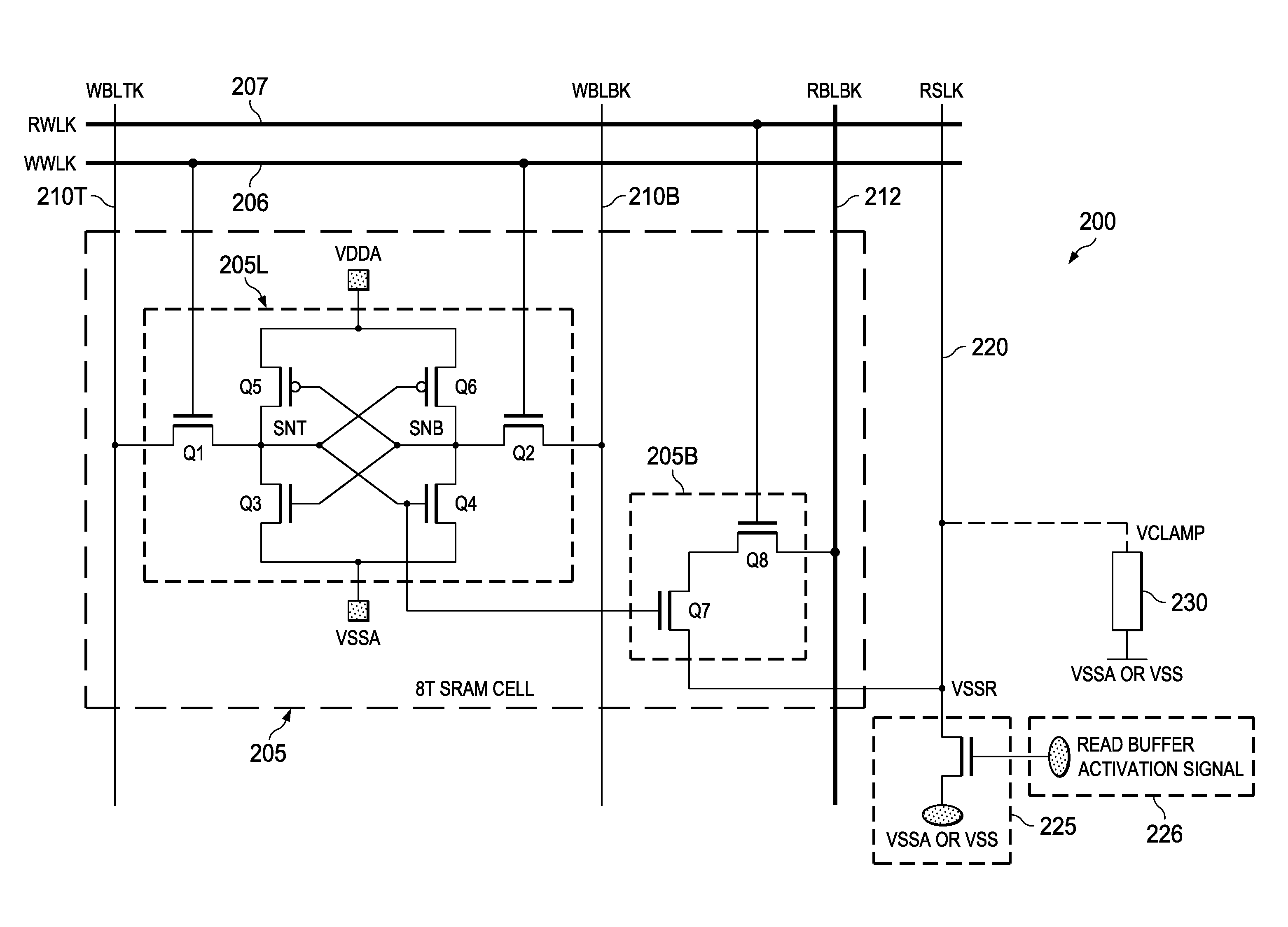 SRAM cell with read buffer controlled for low leakage current