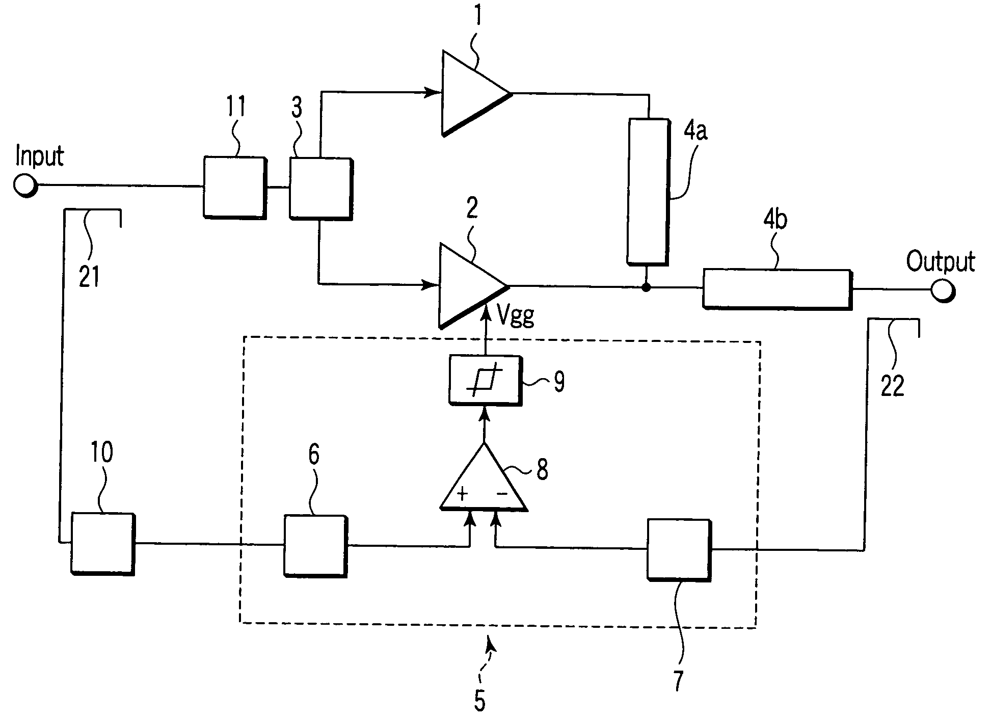 Doherty microwave amplifier and signal processing method thereof