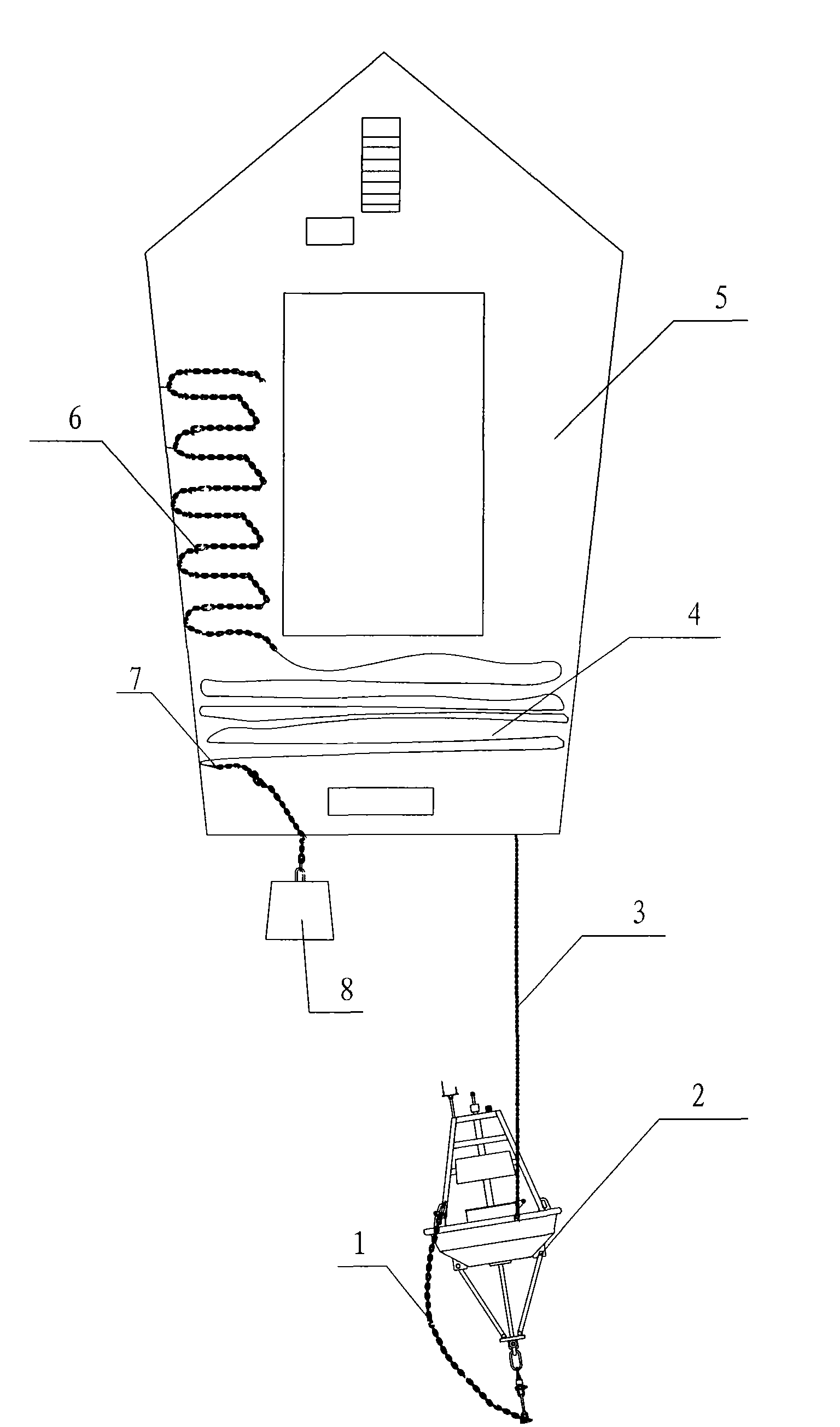 Anchoring ocean observation and research buoy laying system and method based on small-sized ship