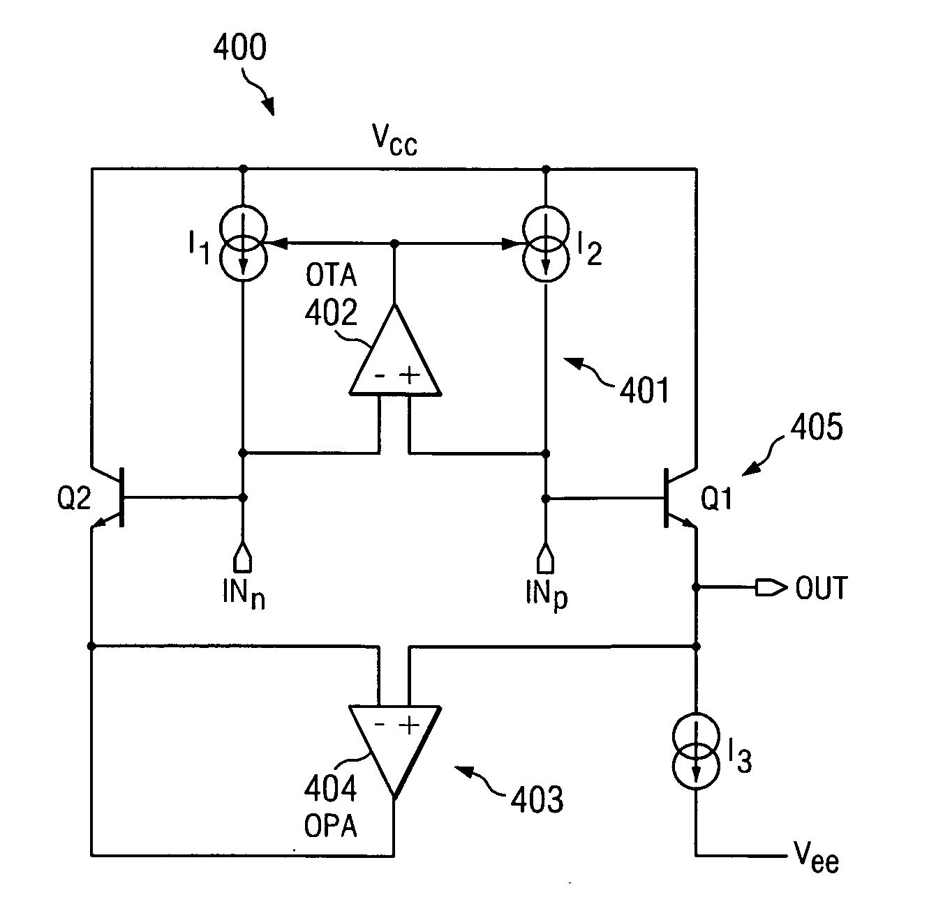 Bipolar differential to single ended transfer circuit with gain boost